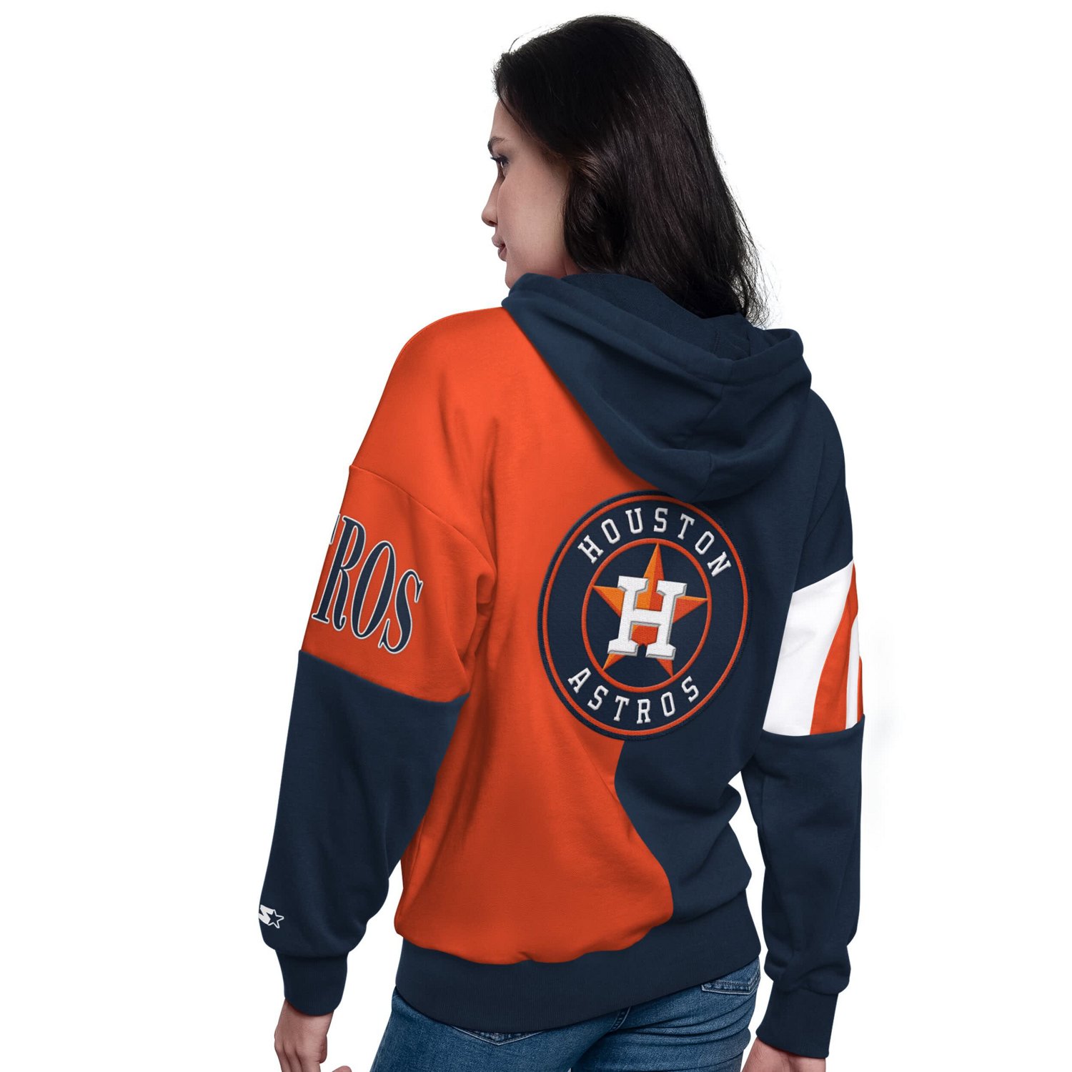 Starter Orange Houston Astros Curve Ball Full Zip Hoodie Sweatshirt - view number 2