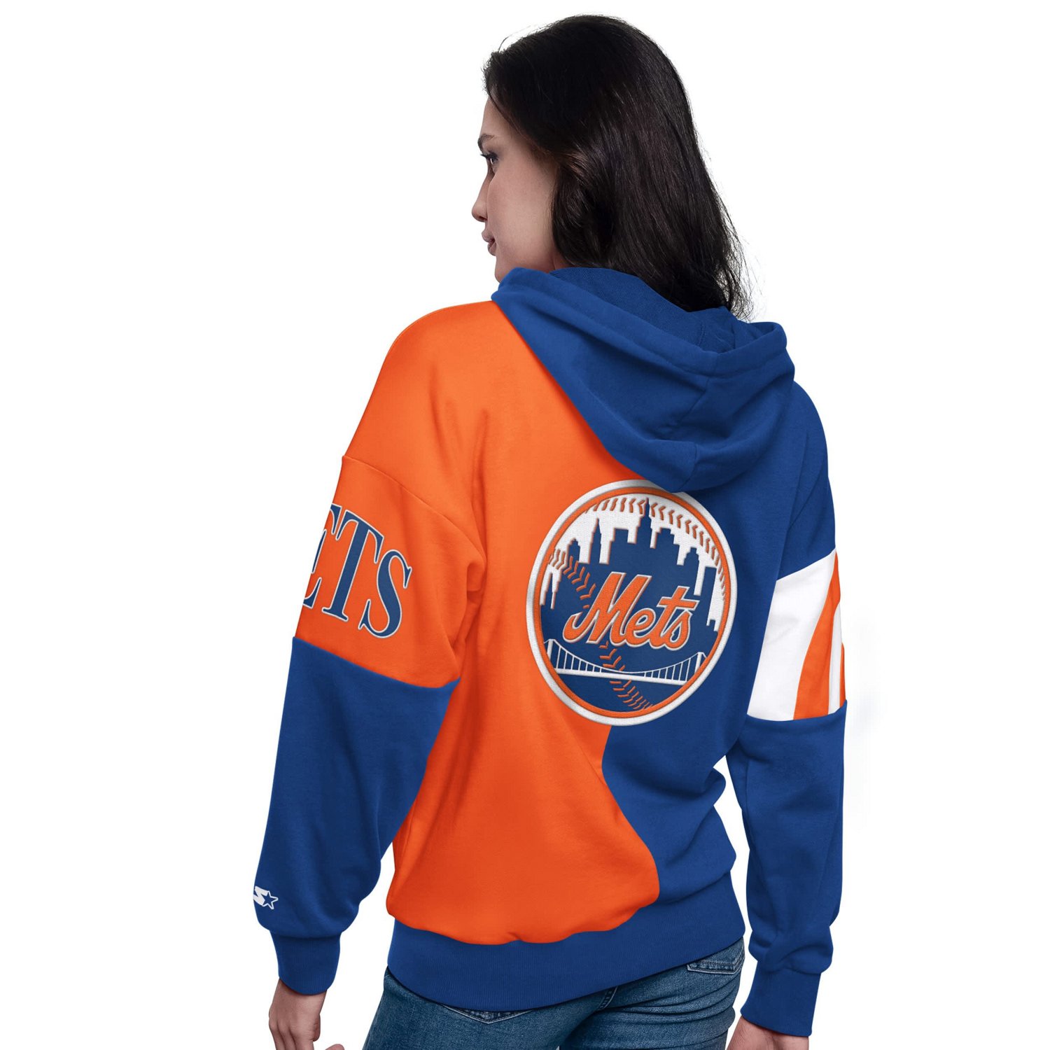Starter Orange New York Mets Curve Ball Full Zip Hoodie Sweatshirt - view number 2