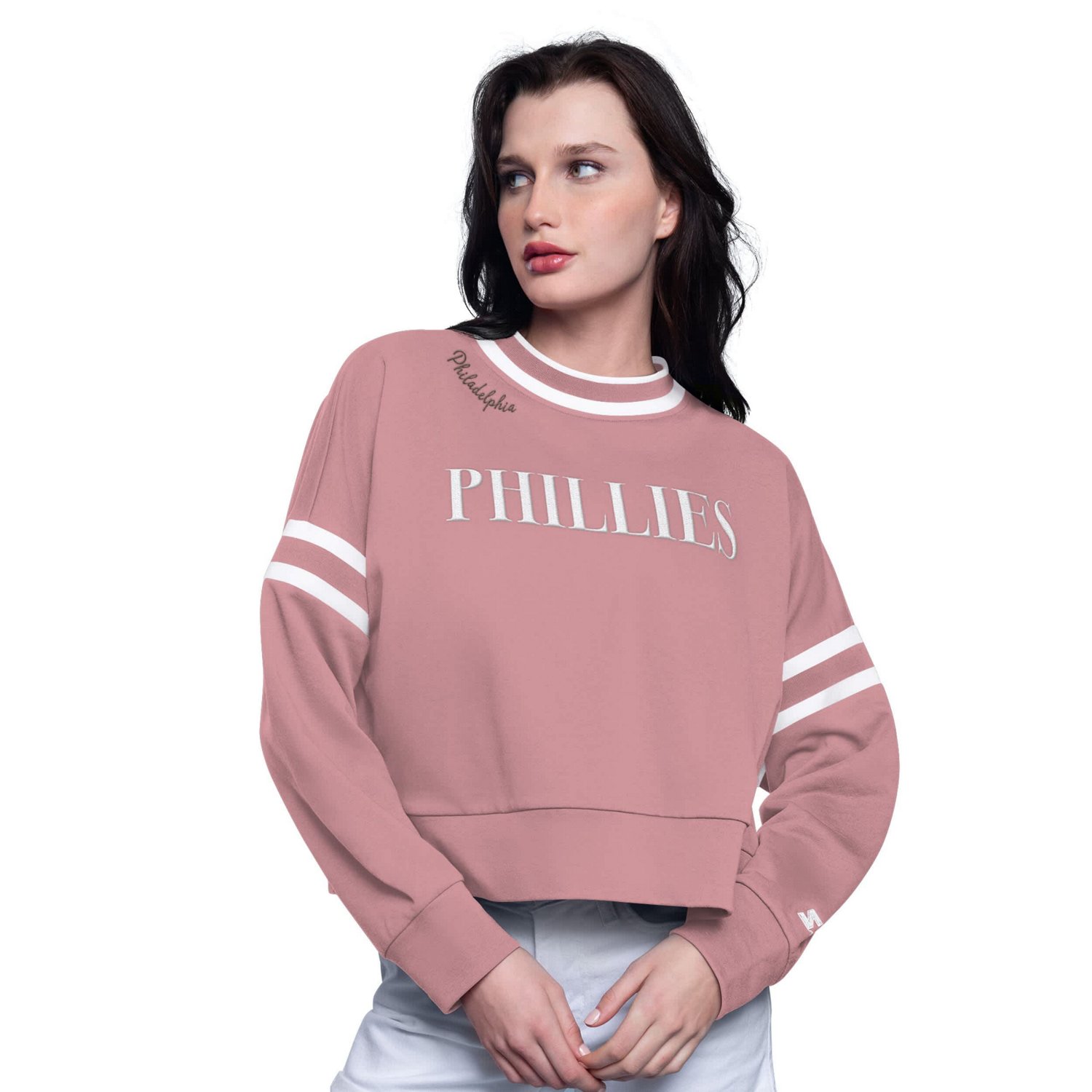 Starter Philadelphia Phillies Power Play Cropped Pullover Sweatshirt