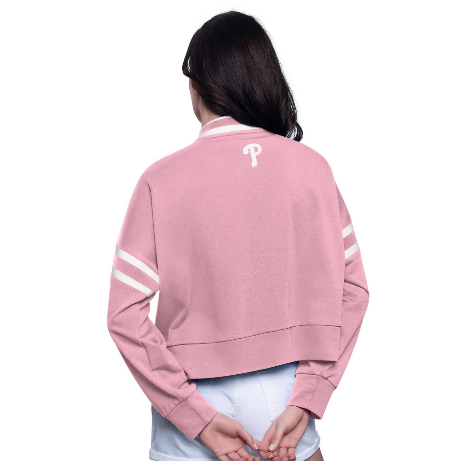 Starter Philadelphia Phillies Power Play Cropped Pullover Sweatshirt - view number 3