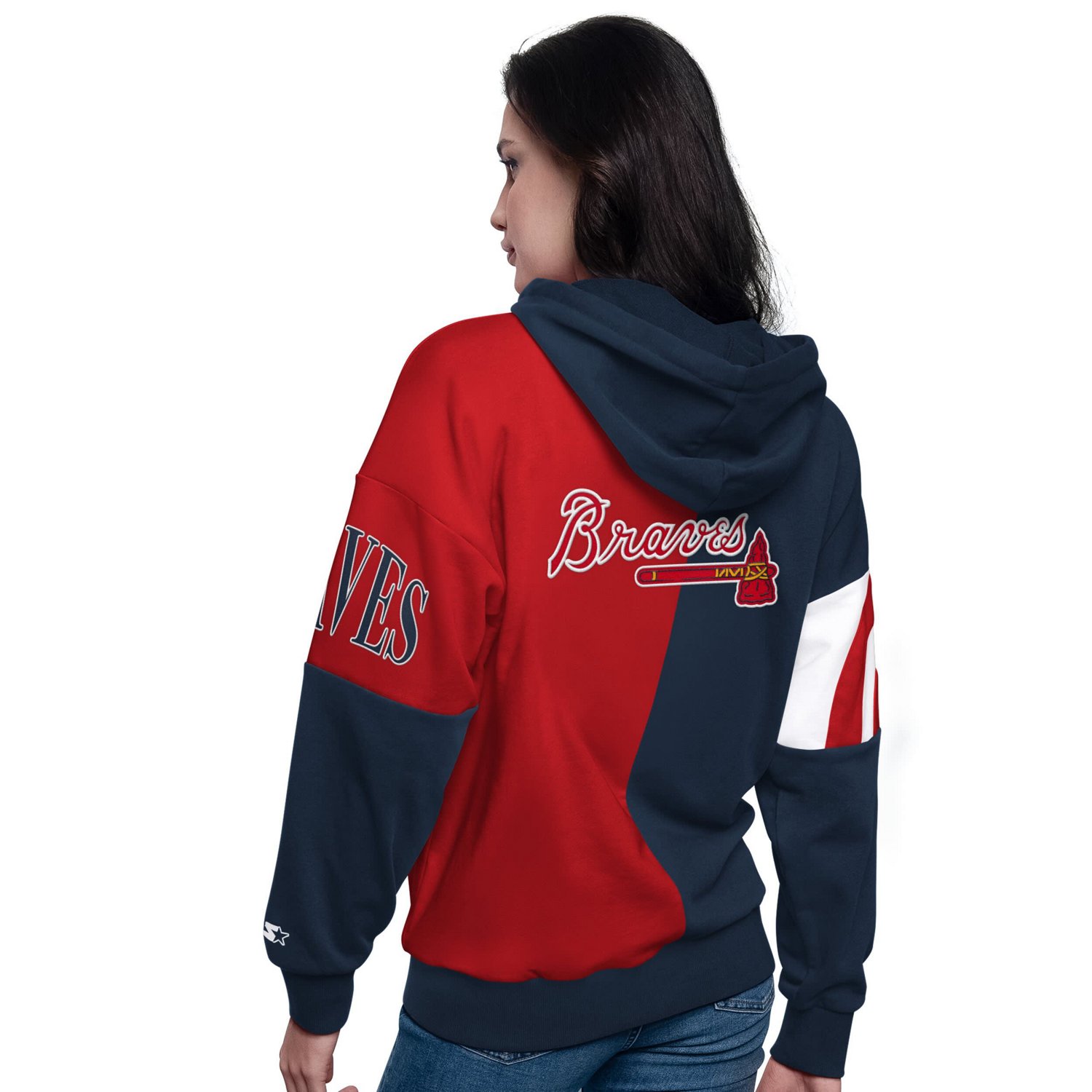 Starter Red Atlanta Braves Curve Ball Full Zip Hoodie Sweatshirt