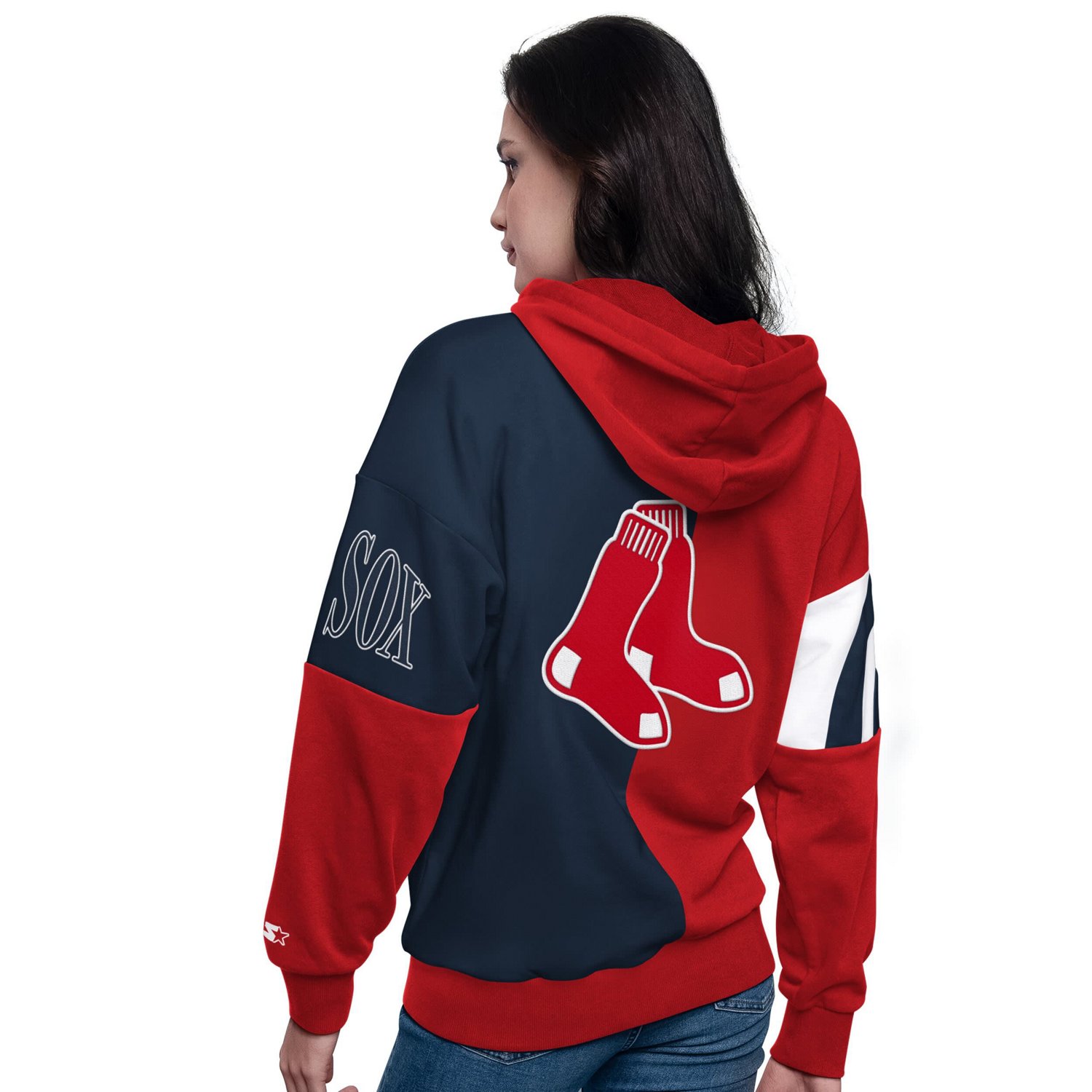 Starter Red Boston Red Sox Curve Ball Full Zip Hoodie Sweatshirt