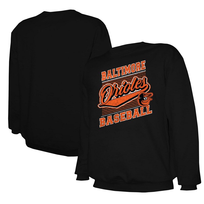 Stitches Men's Black Baltimore Orioles Lightweight Crew Sweatshirt - Black