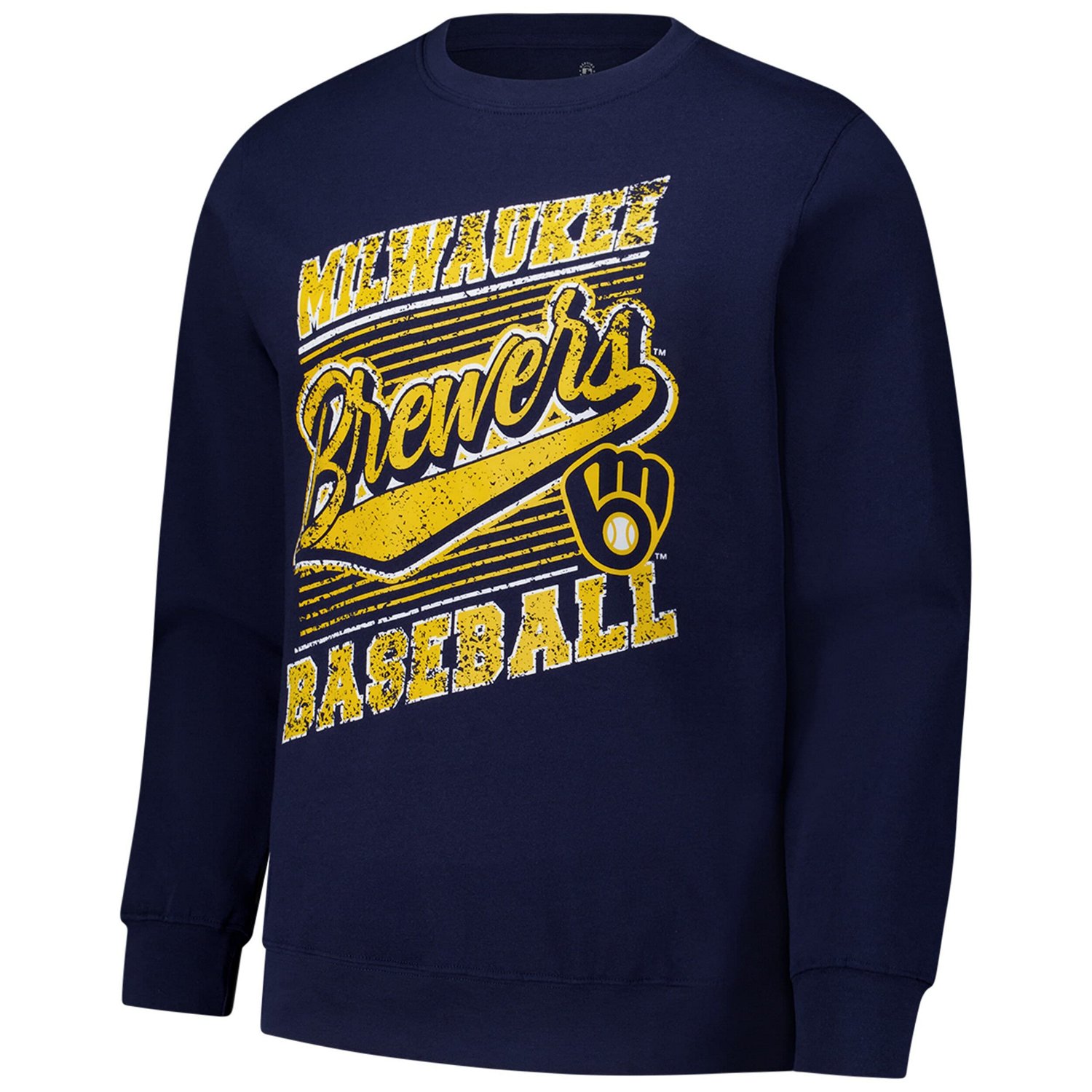 Stitches Milwaukee Brewers Lightweight Crew Sweatshirt - view number 2