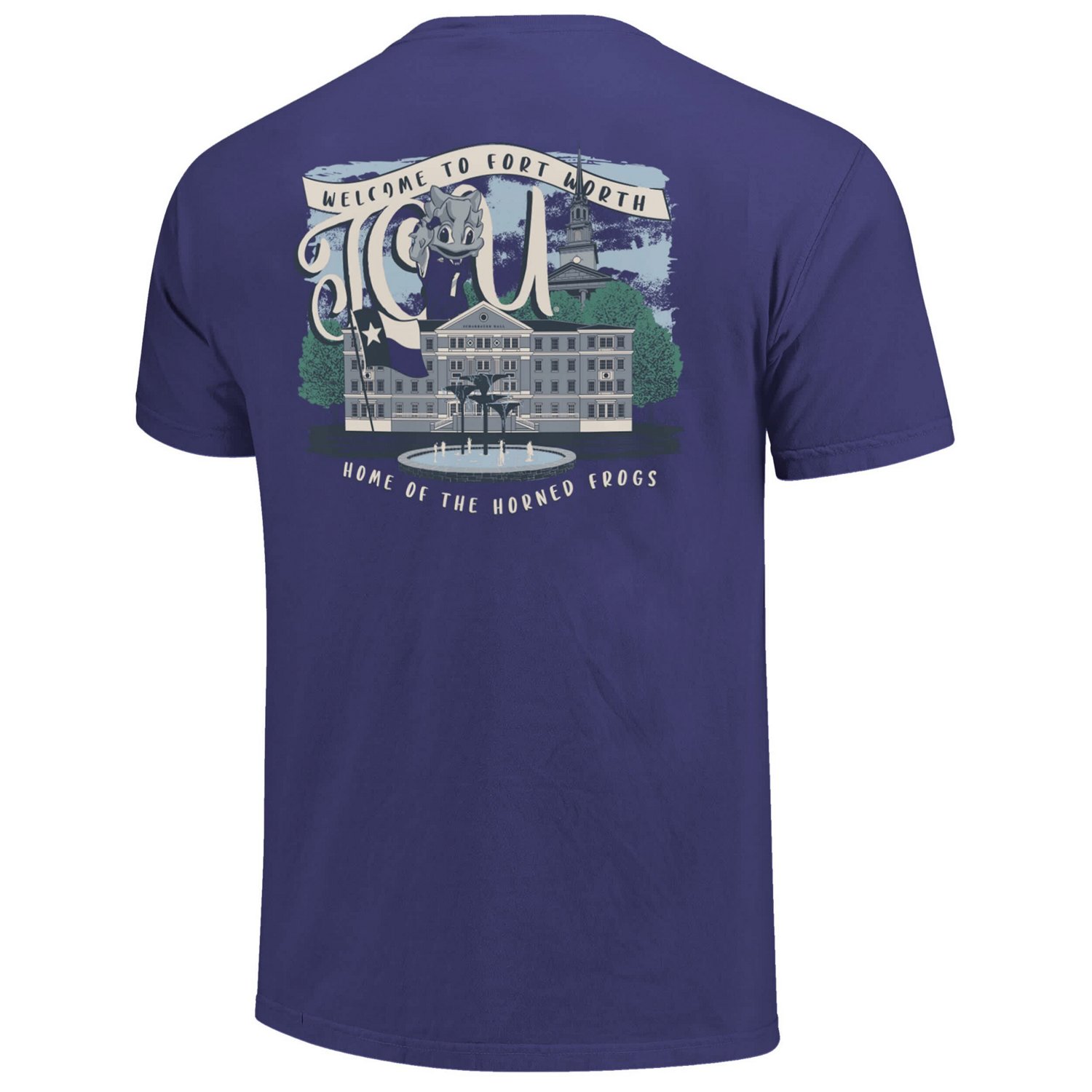 TCU Horned Frogs Comfort Colors Campus Scene Drawing Script T-Shirt - view number 3