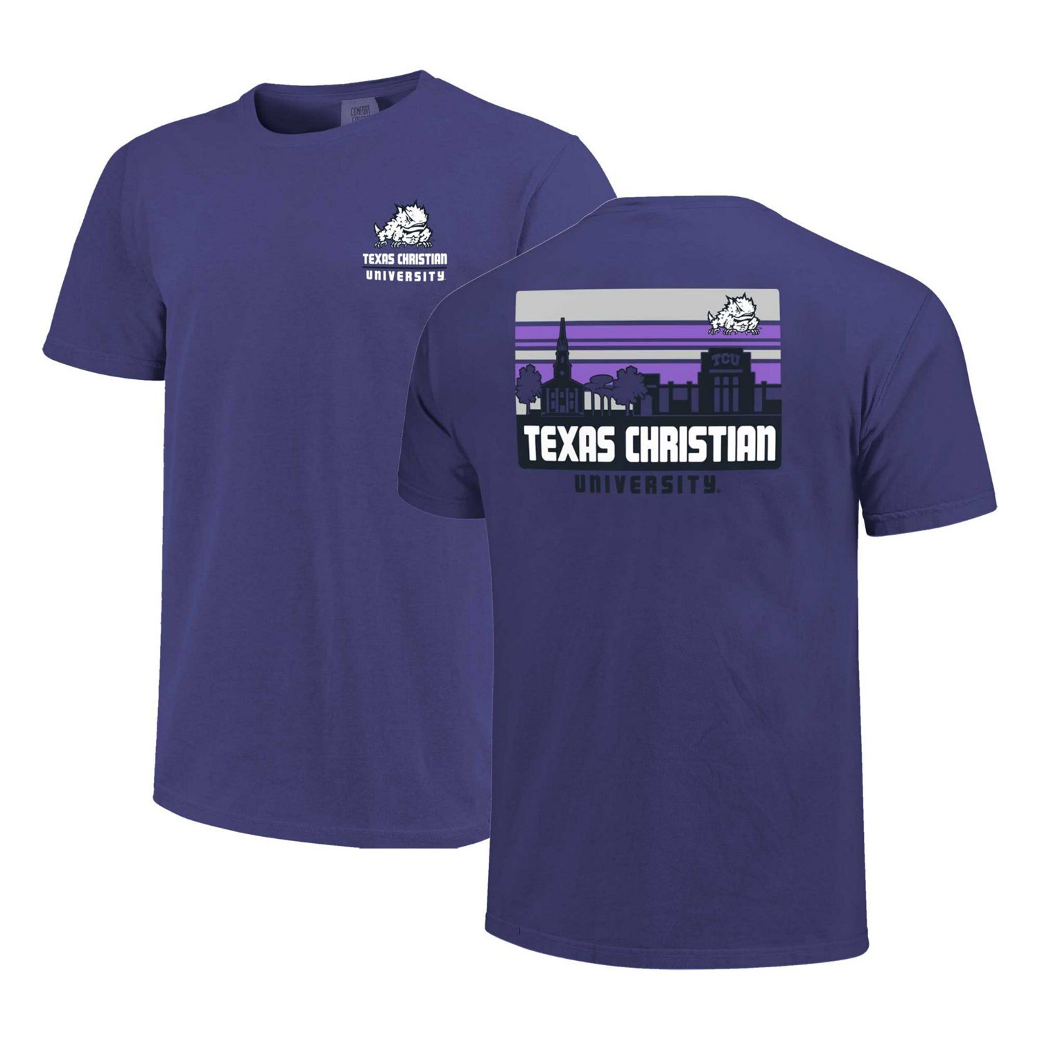 TCU Horned Frogs Striped Campus Skyline T-Shirt