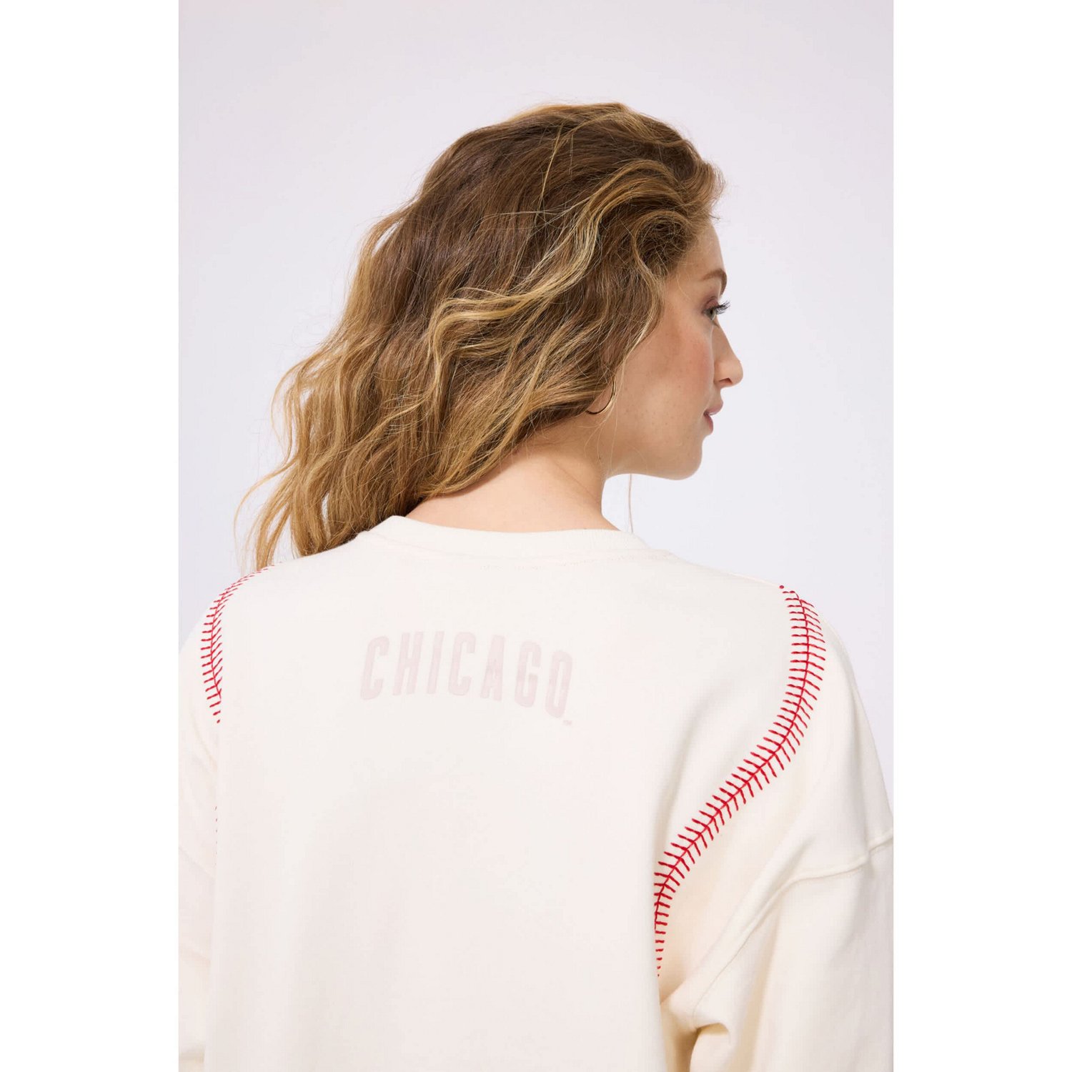 Terez Chicago Cubs Baseball Stitch Pullover Sweatshirt - view number 4
