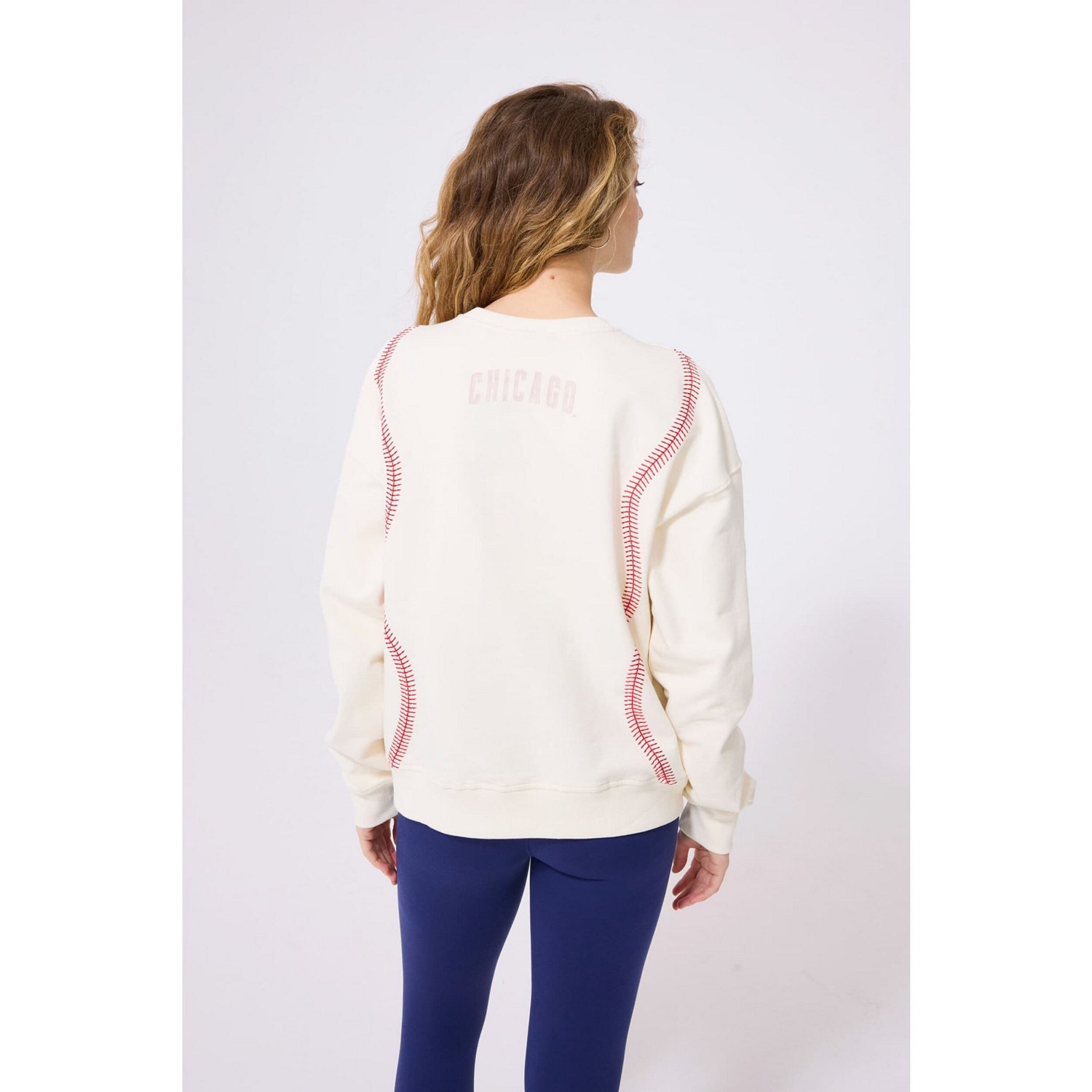Terez Chicago Cubs Baseball Stitch Pullover Sweatshirt - view number 2