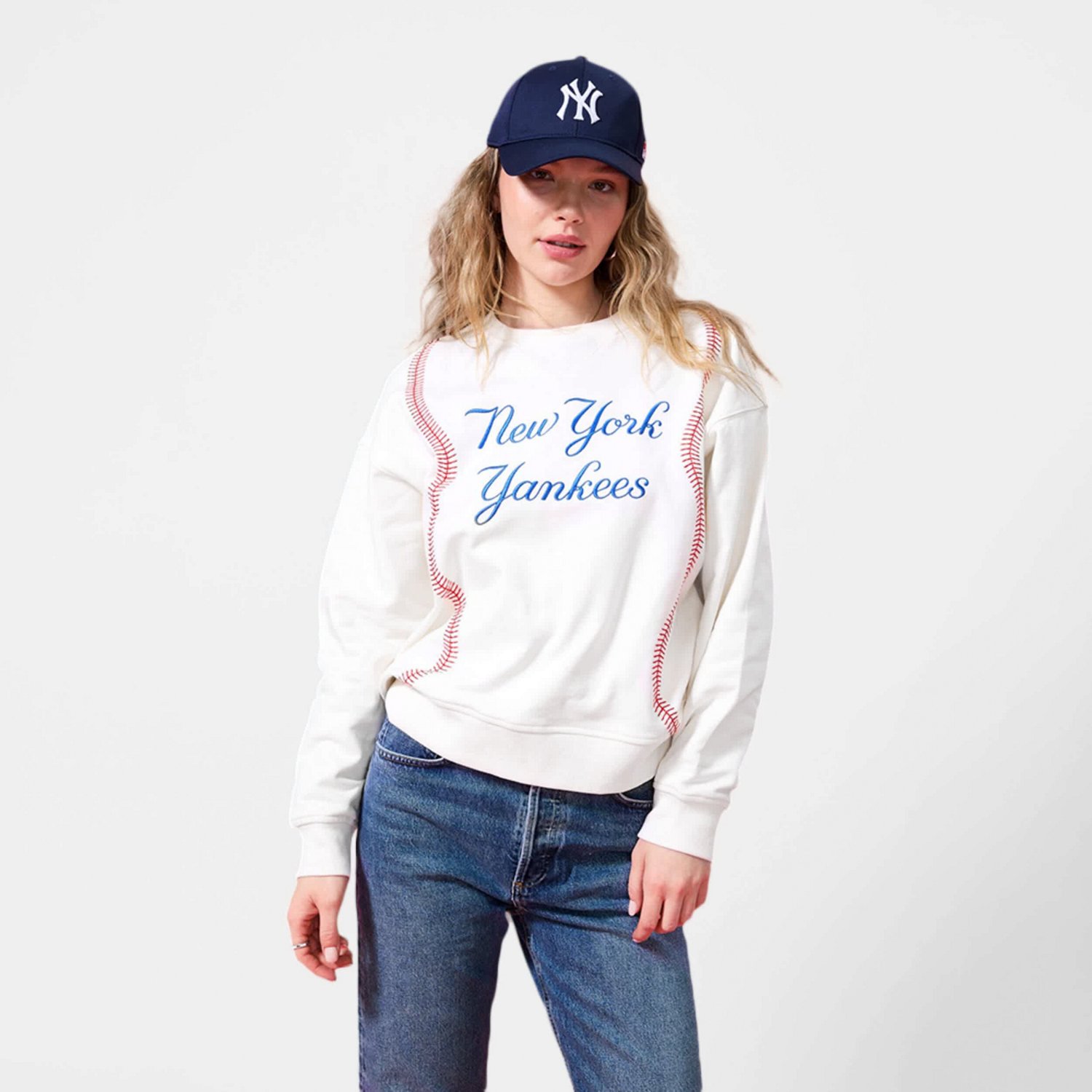 Terez New York Yankees Baseball Stitch Pullover Sweatshirt - view number 1
