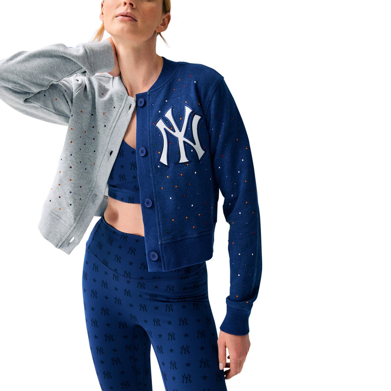 Terez New York Yankees Cropped Button-Up Cardigan - view number 4