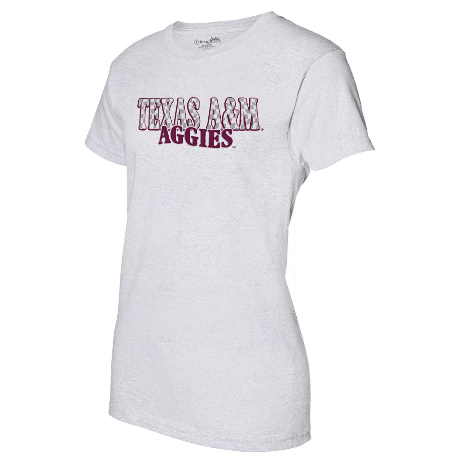 Texas AM Aggies Checkered Team Name Wavy Tri-Blend T-Shirt - view number 2