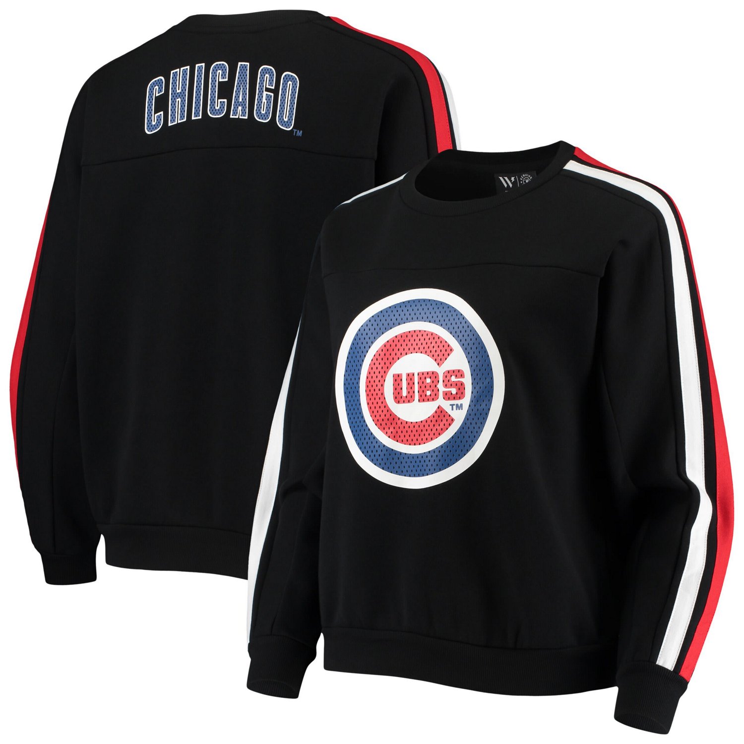 The Wild Collective Chicago Cubs Perforated Logo Pullover Sweatshirt