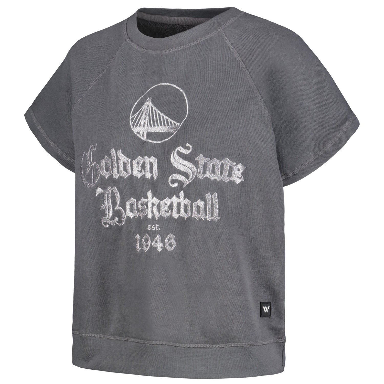 The Wild Collective Golden State Warriors Embroidered Fleece Raglan Short Sleeve Pullover Sweatshirt - view number 2