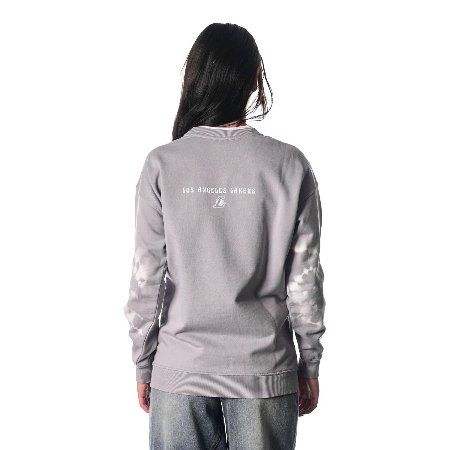 The Wild Collective Los Angeles Lakers Bleached Tie-Dye Pullover Sweatshirt                                                      - view number 2