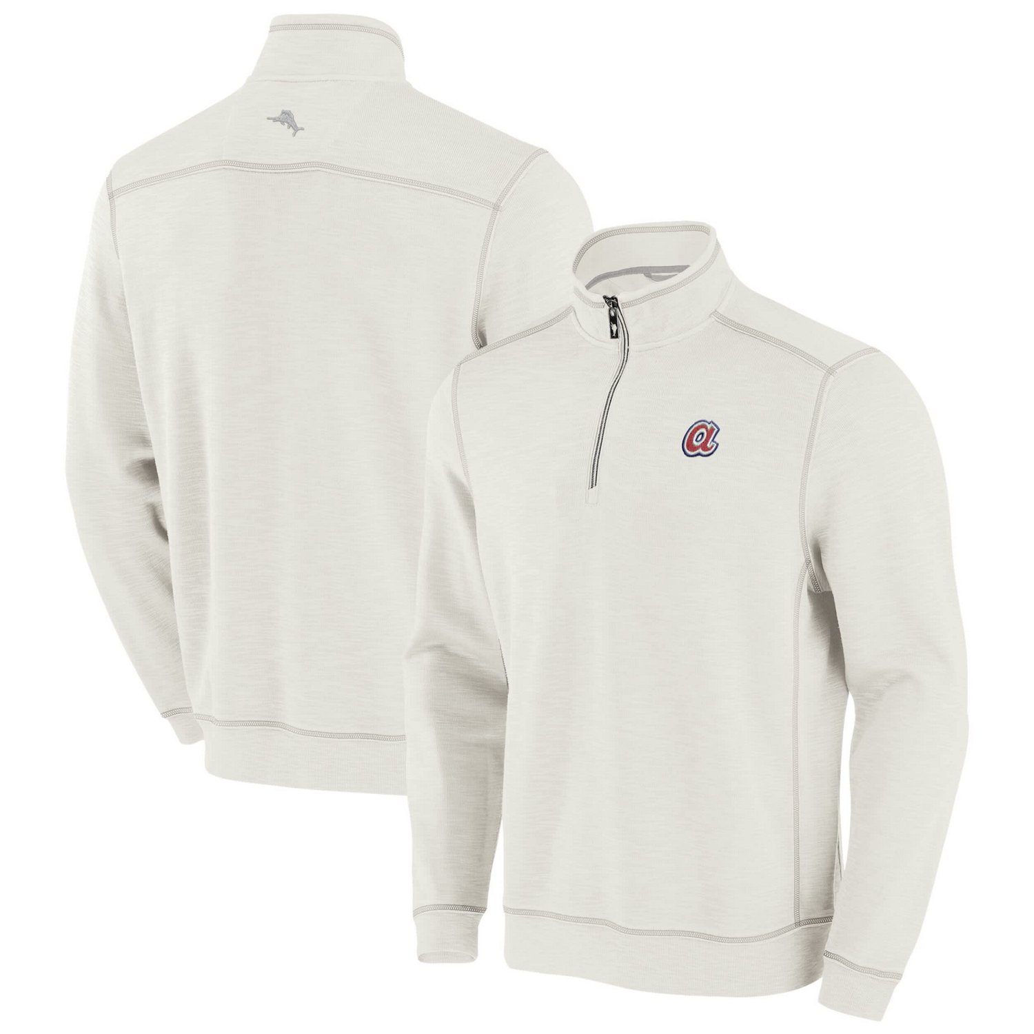 Tommy Bahama Atlanta Braves Sport Tobago Bay Tri-Blend Half-Zip Sweatshirt