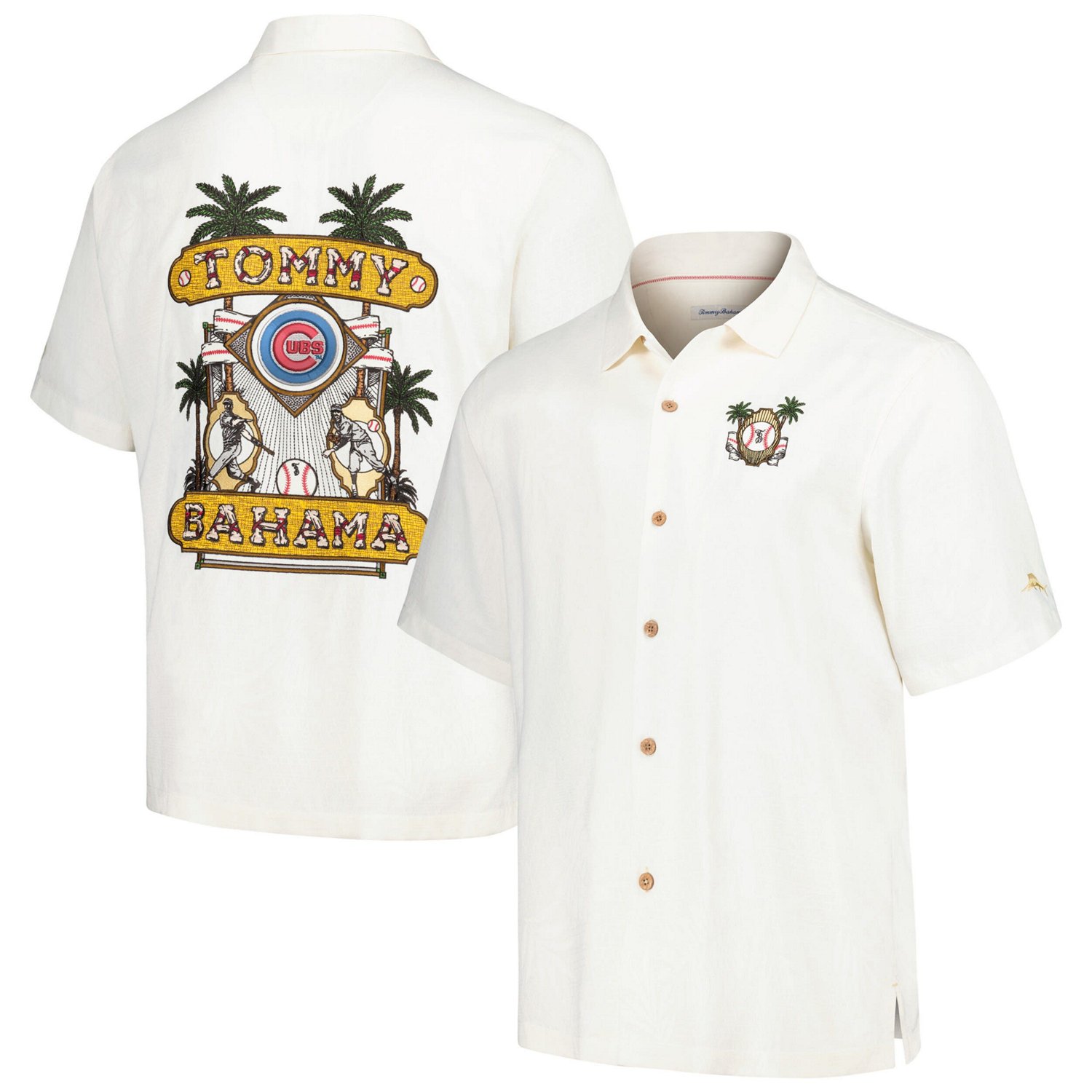 Tommy Bahama Chicago Cubs Pitcher's Paradiso Button-Up Camp Shirt