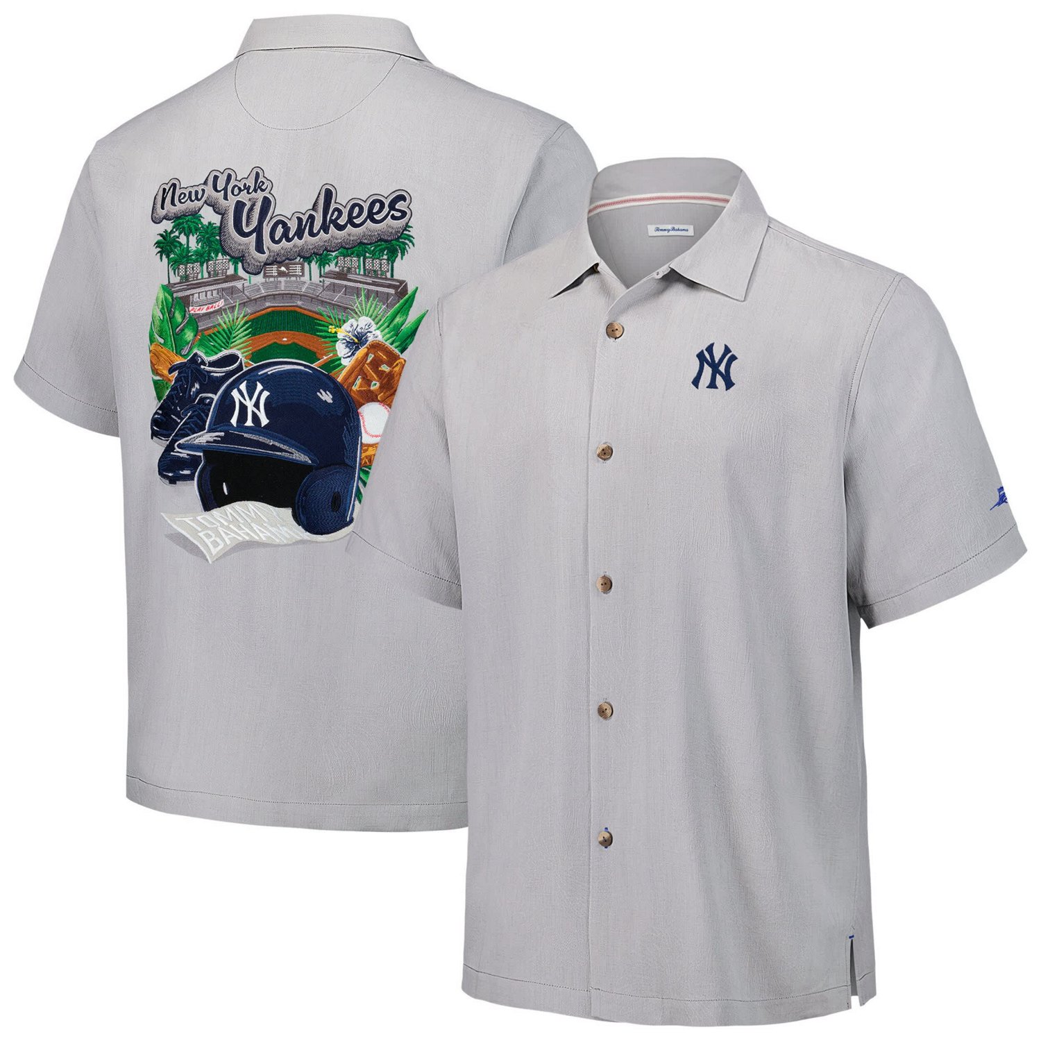 Tommy Bahama New York Yankees Hit and Run Silk Camp Button-Up Shirt
