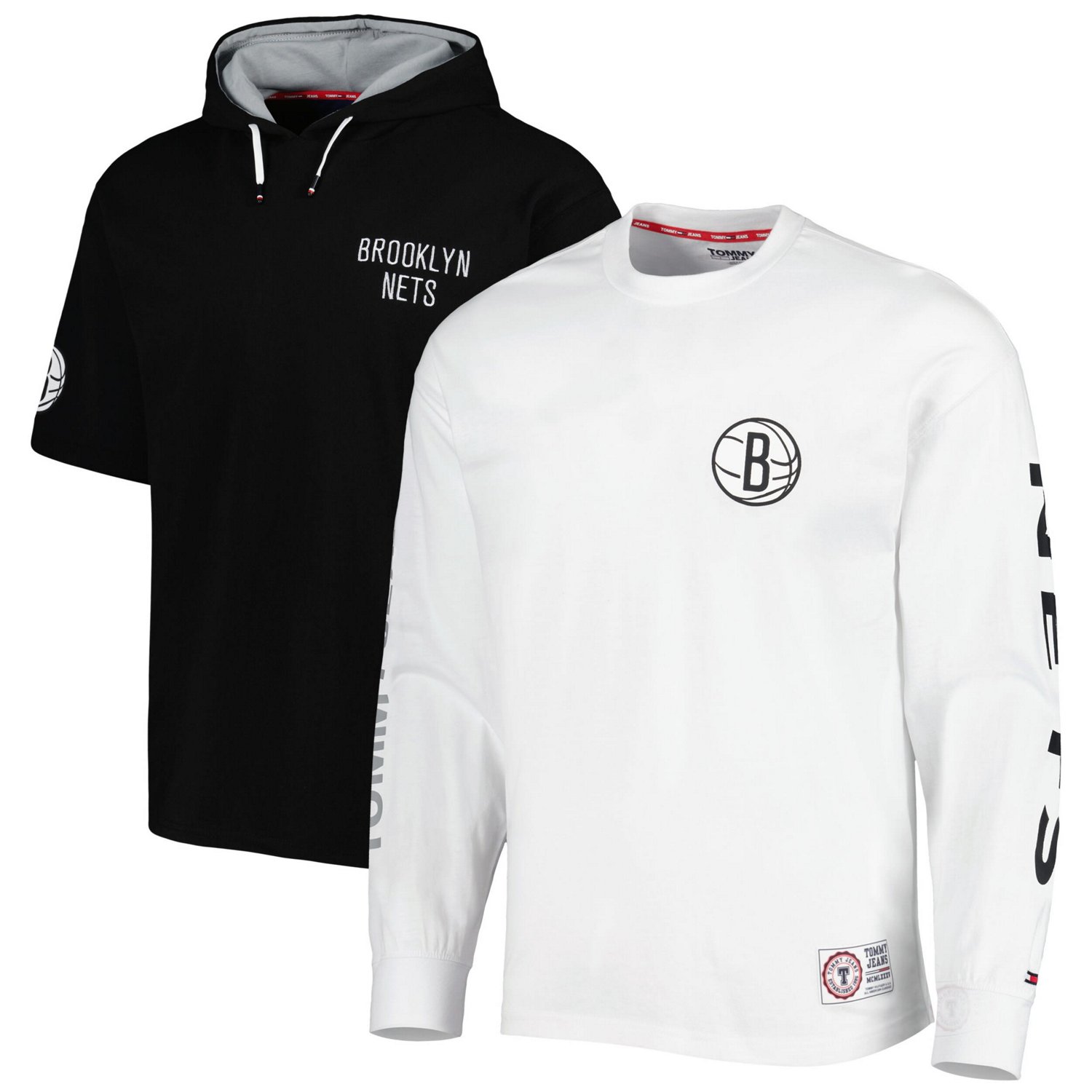 Tommy Jeans /White Brooklyn Nets Matthew 2-In-1 T-Shirt  Hoodie Combo Set                                                        - view number 1