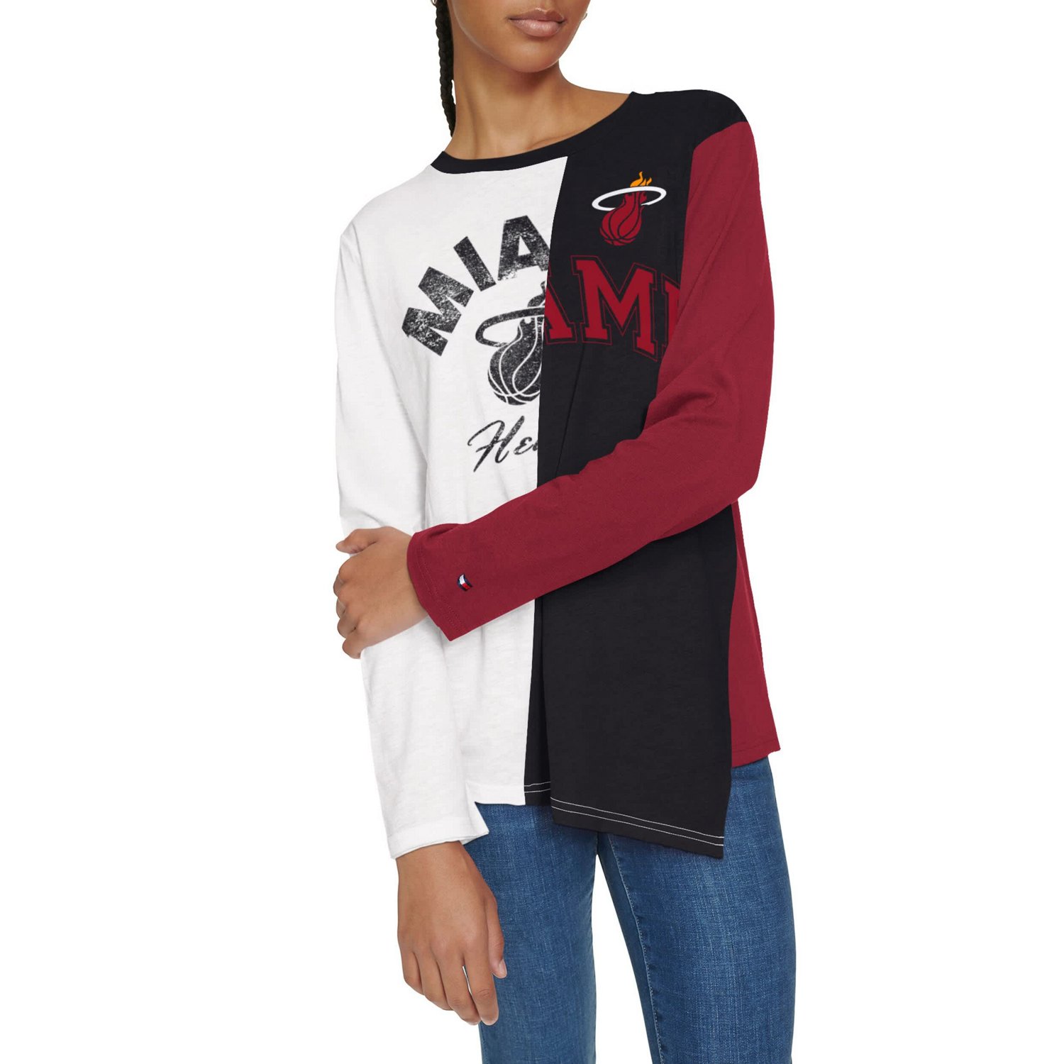 Tommy Jeans Black Miami Heat Amelia Color Blocked Long Sleeve T-Shirt                                                            - view number 3