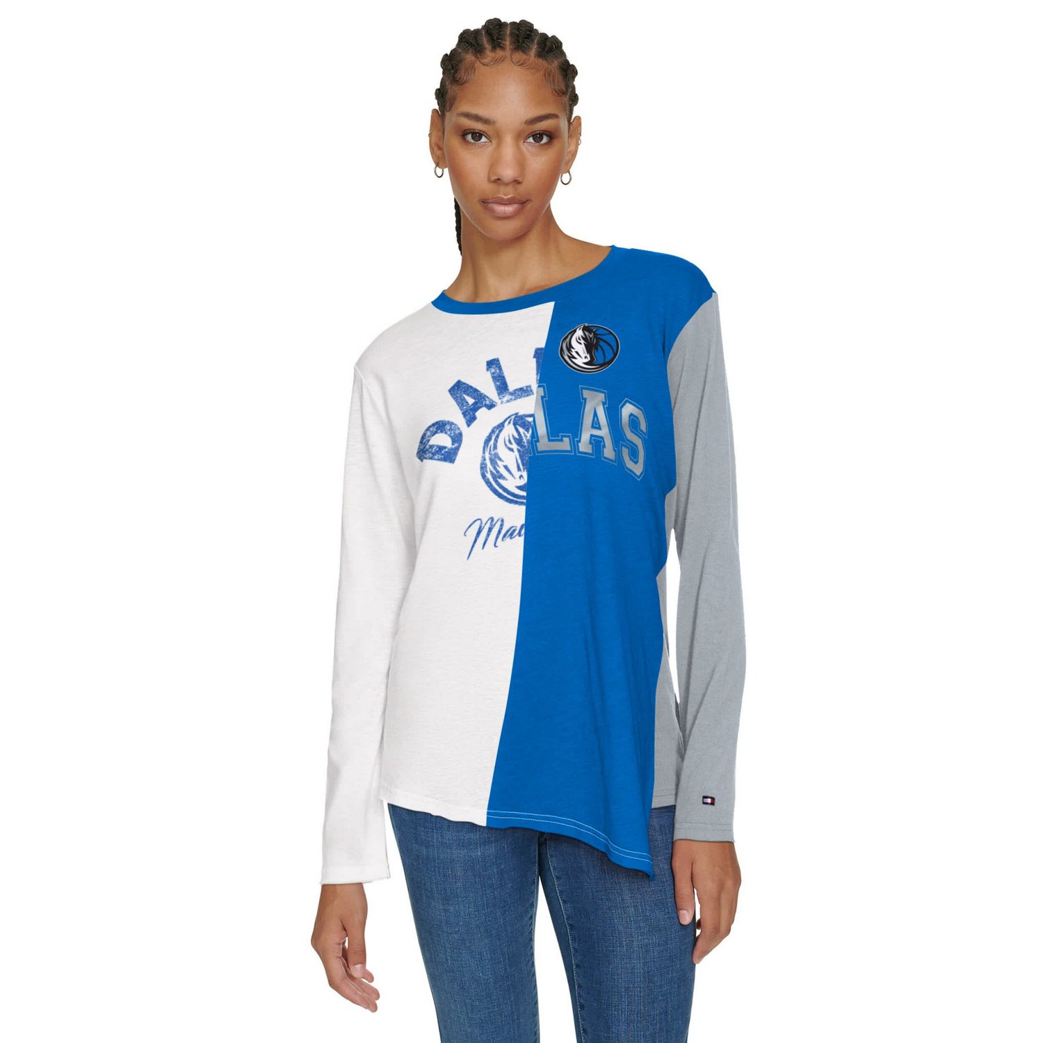 Tommy Jeans Blue Dallas Mavericks Amelia Color Blocked Long Sleeve T-Shirt