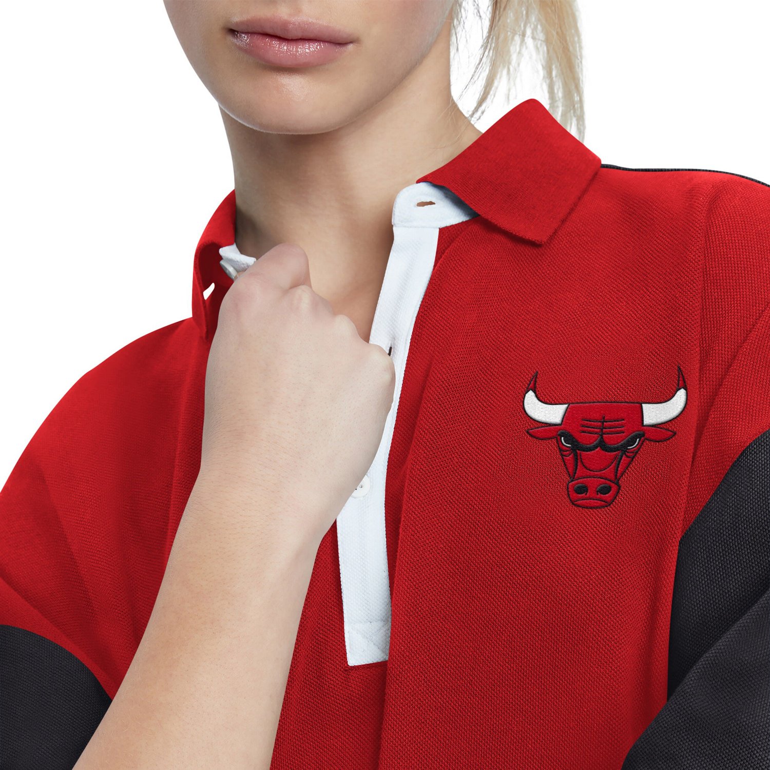 Tommy Jeans Chicago Bulls Taya Puff Sleeve Pique Polo Shirt                                                                      - view number 3