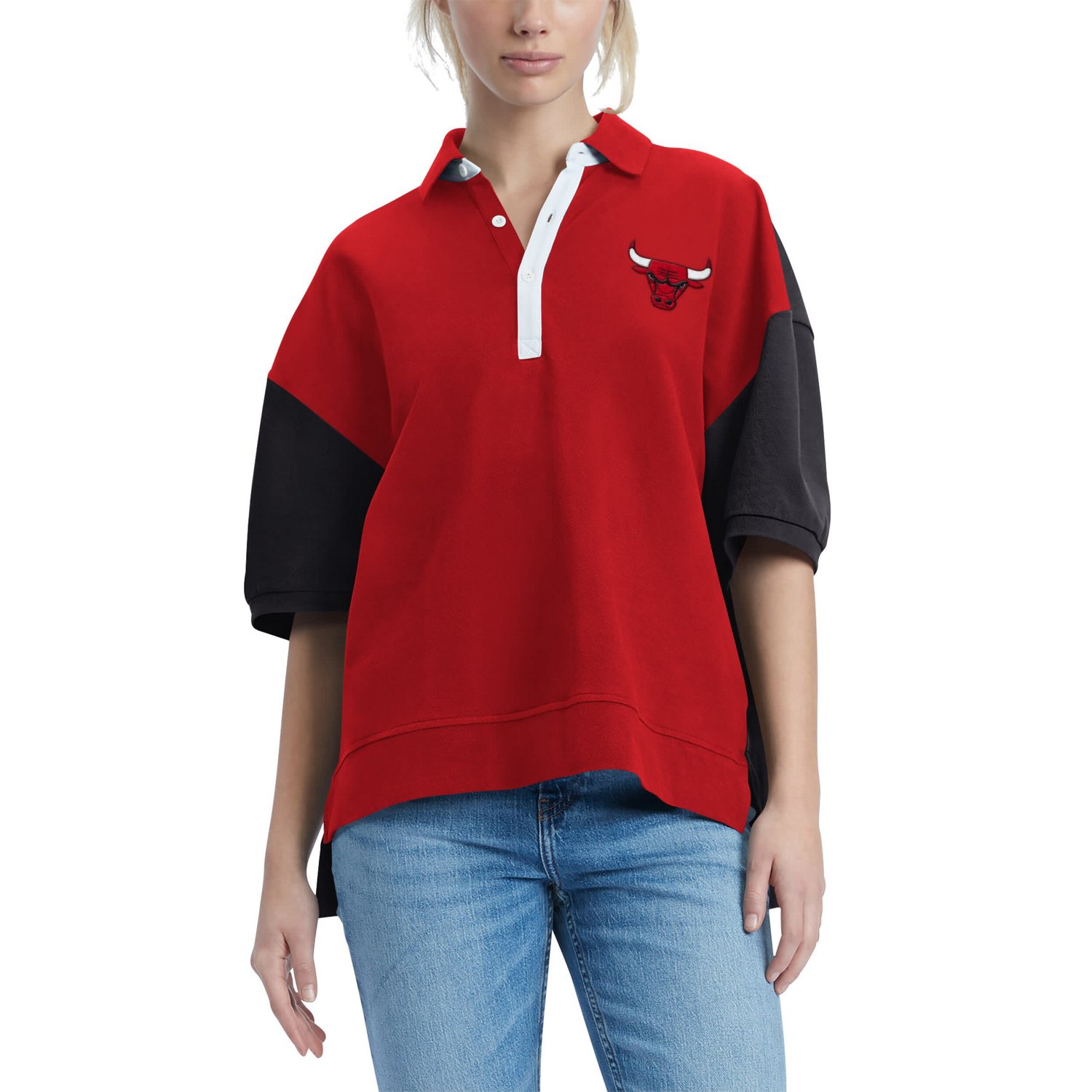 Tommy Jeans Chicago Bulls Taya Puff Sleeve Pique Polo Shirt                                                                      - view number 4