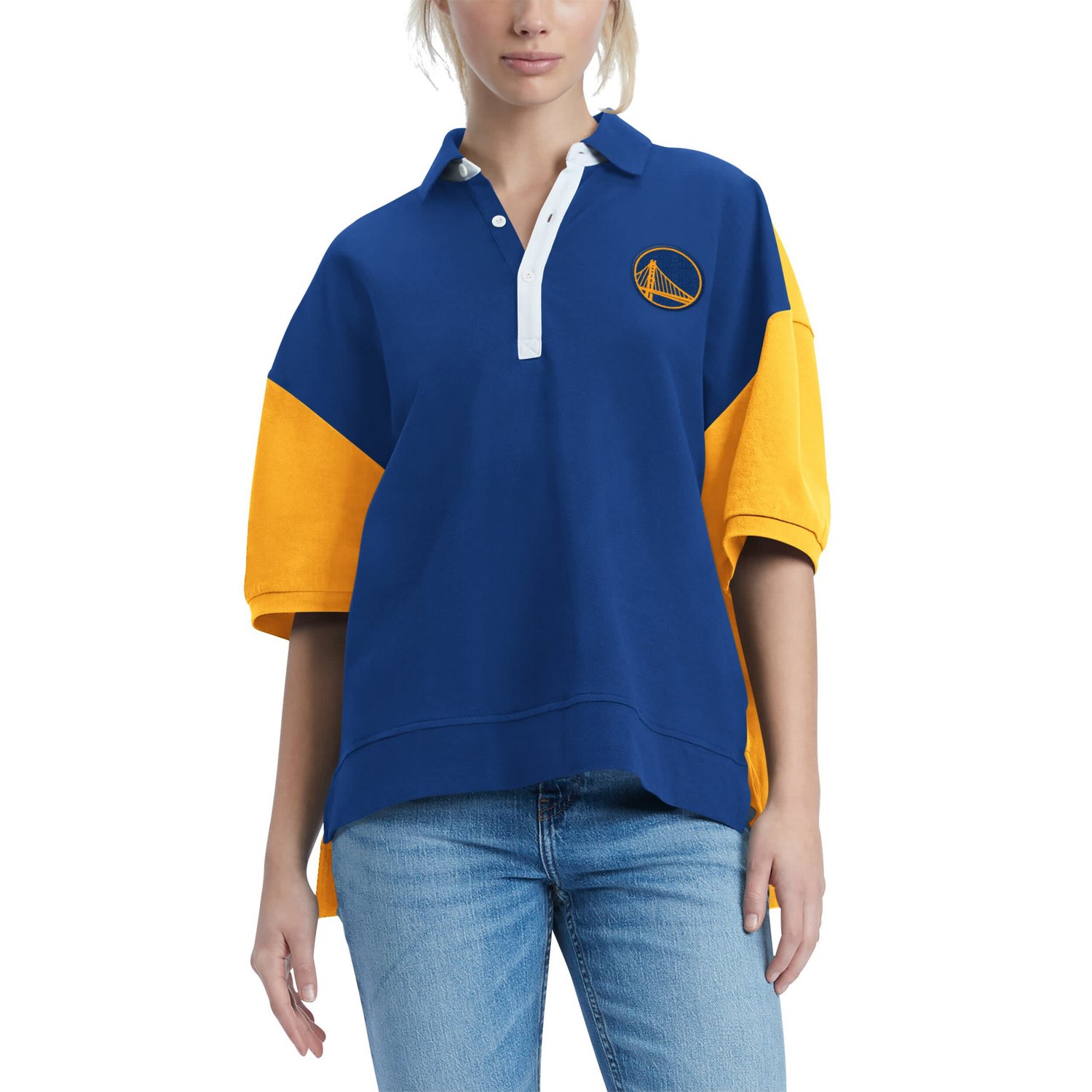 Tommy Jeans Golden State Warriors Taya Puff Sleeve Pique Polo Shirt                                                              - view number 4
