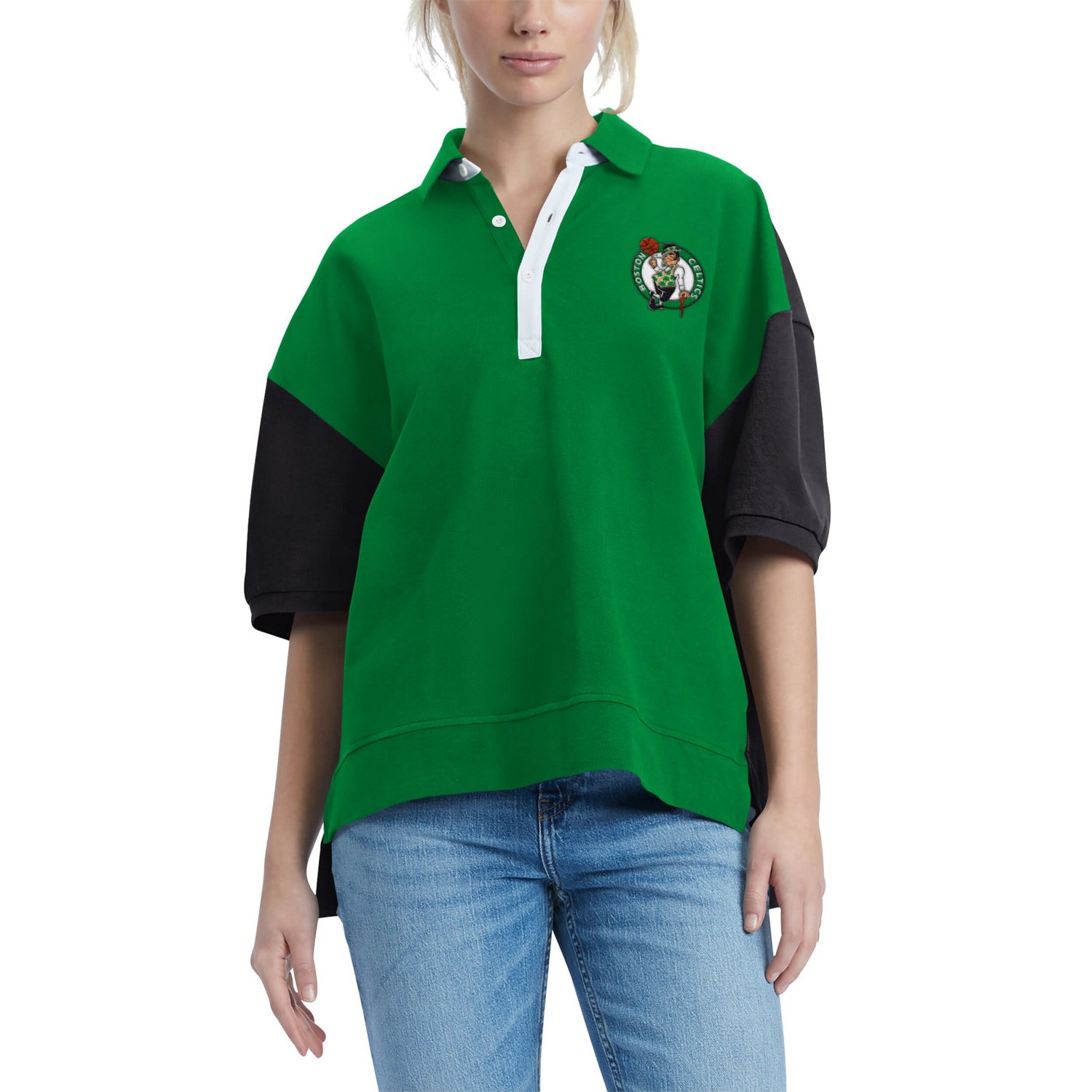 Tommy Jeans Kelly Boston Celtics Taya Puff Sleeve Pique Polo Shirt                                                               - view number 4