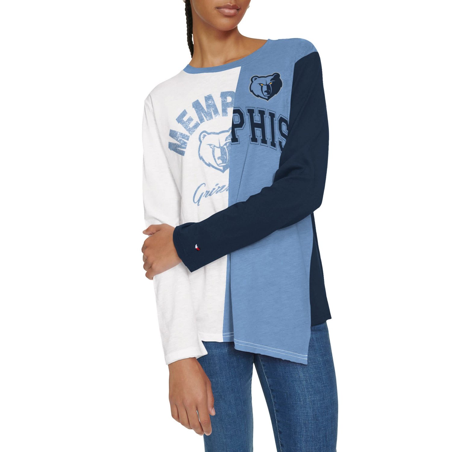 Tommy Jeans Light Blue Memphis Grizzlies Amelia Color Blocked Long Sleeve T-Shirt - view number 3