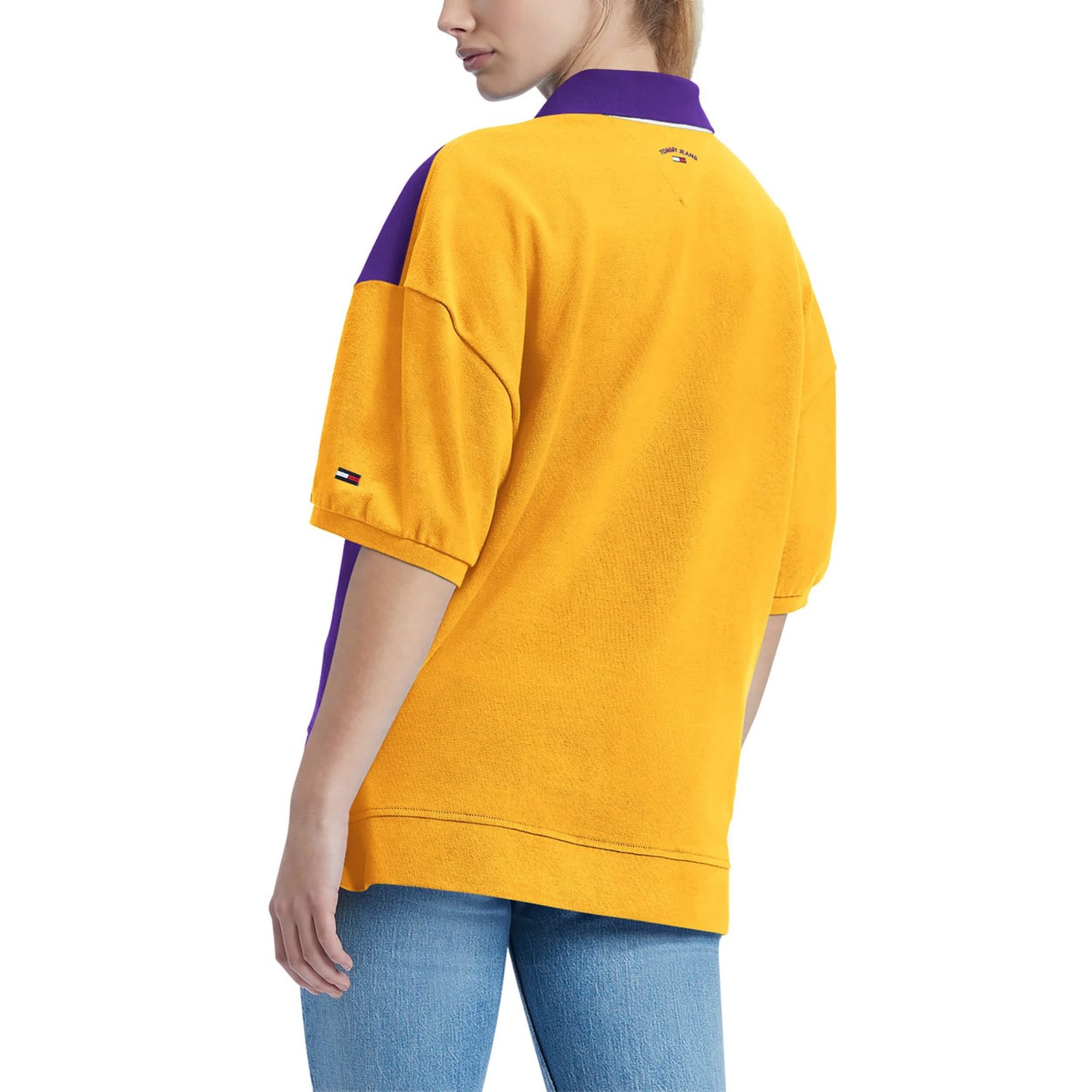 Tommy Jeans Los Angeles Lakers Taya Puff Sleeve Pique Polo Shirt                                                                 - view number 2