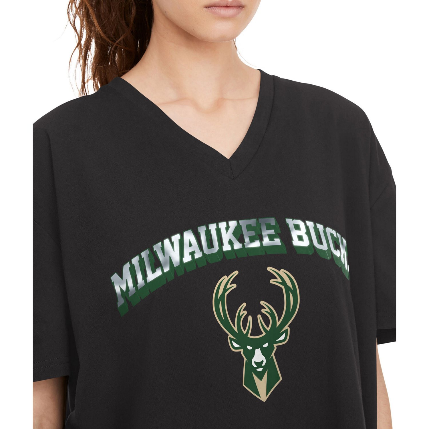 Tommy Jeans Milwaukee Bucks Ashley V-Neck T-Shirt                                                                                - view number 3