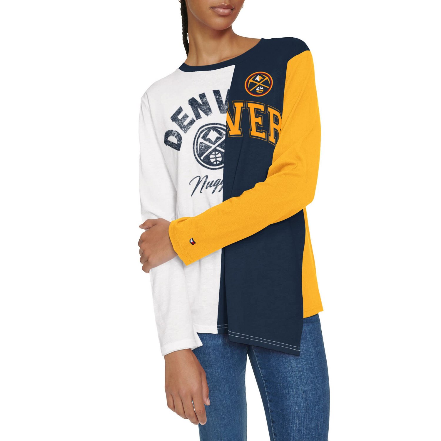 Tommy Jeans Navy Denver Nuggets Amelia Color Blocked Long Sleeve T-Shirt - view number 3