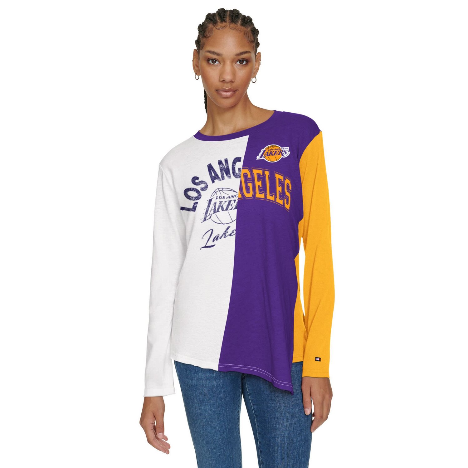 Tommy Jeans Purple Los Angeles Lakers Amelia Color Blocked Long Sleeve T-Shirt