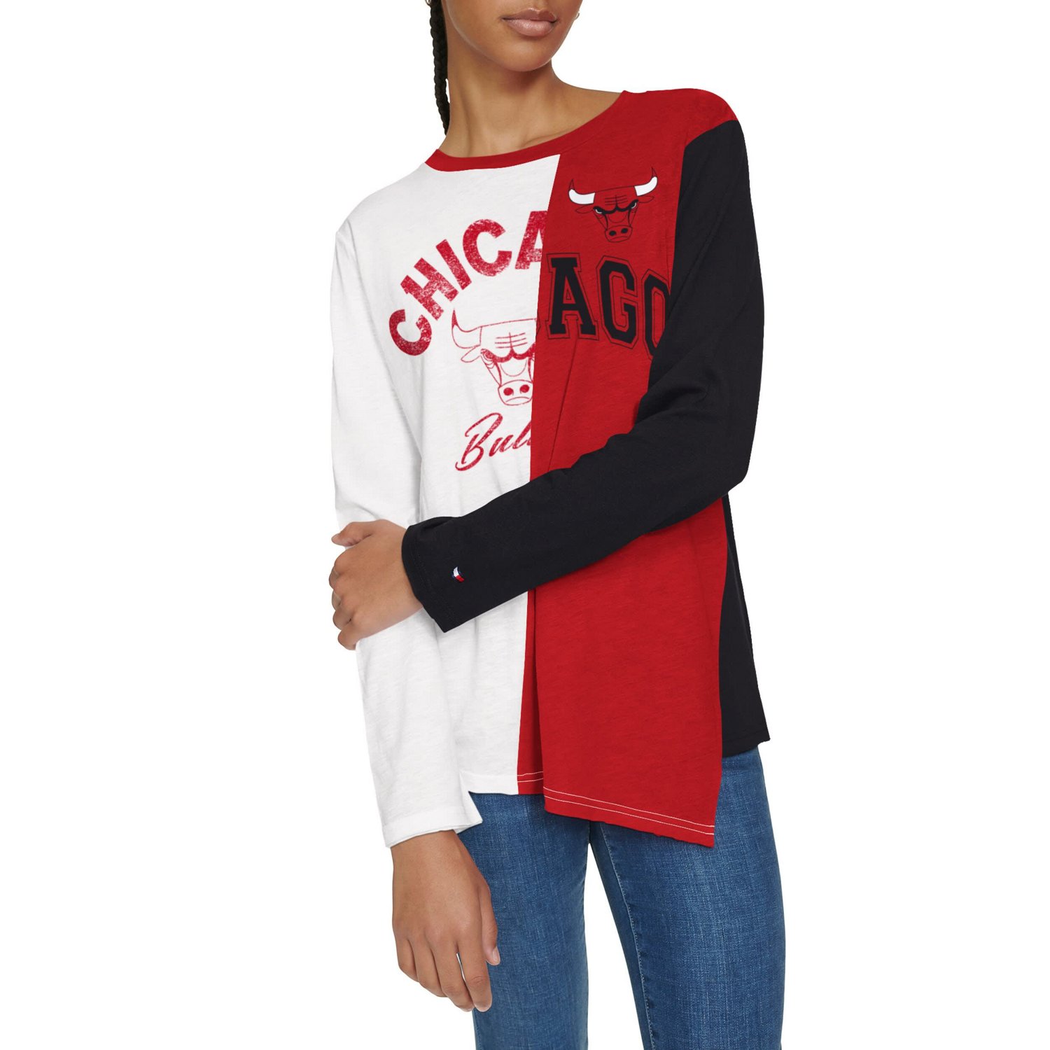 Tommy Jeans Red Chicago Bulls Amelia Color Blocked Long Sleeve T-Shirt - view number 3