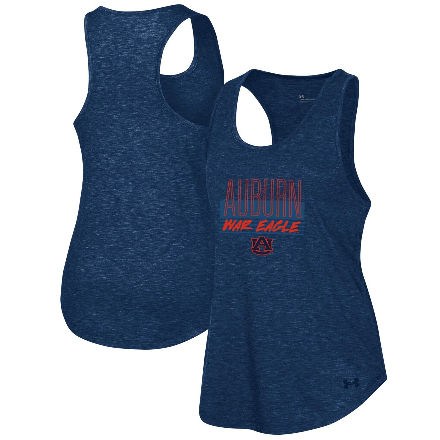 Under Armour Heather Auburn Tigers Breezy Racerback Tri-Blend Tank Top