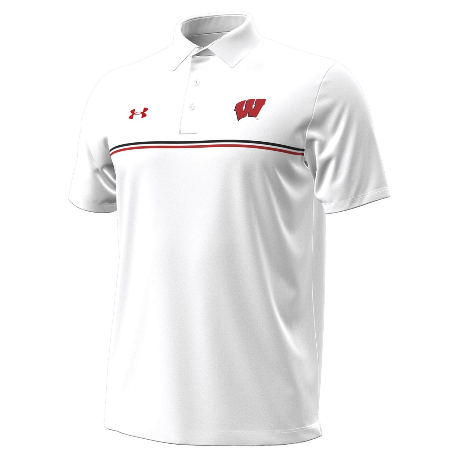 Under Armour Wisconsin Badgers Performance Drive Chest Stripe Polo - view number 2