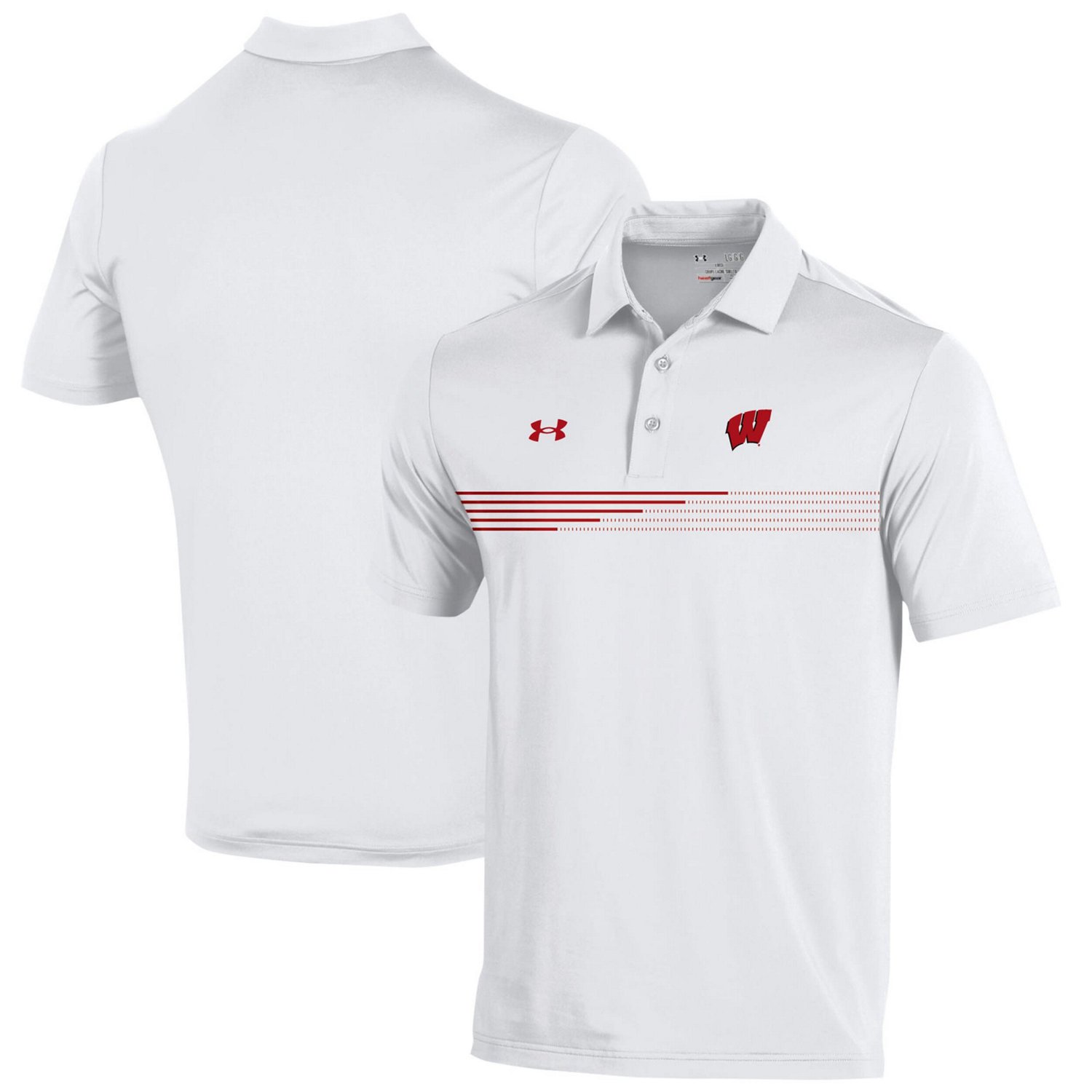 Under Armour Wisconsin Badgers Tee To Green Stripe Polo