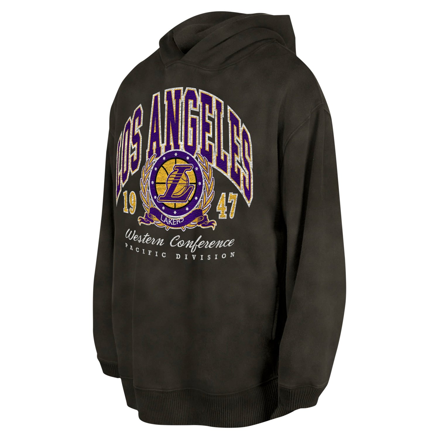 Unisex New Era Los Angeles Lakers Oversized Essentials Pigment Wash Fleece Pullover Hoodie - view number 2