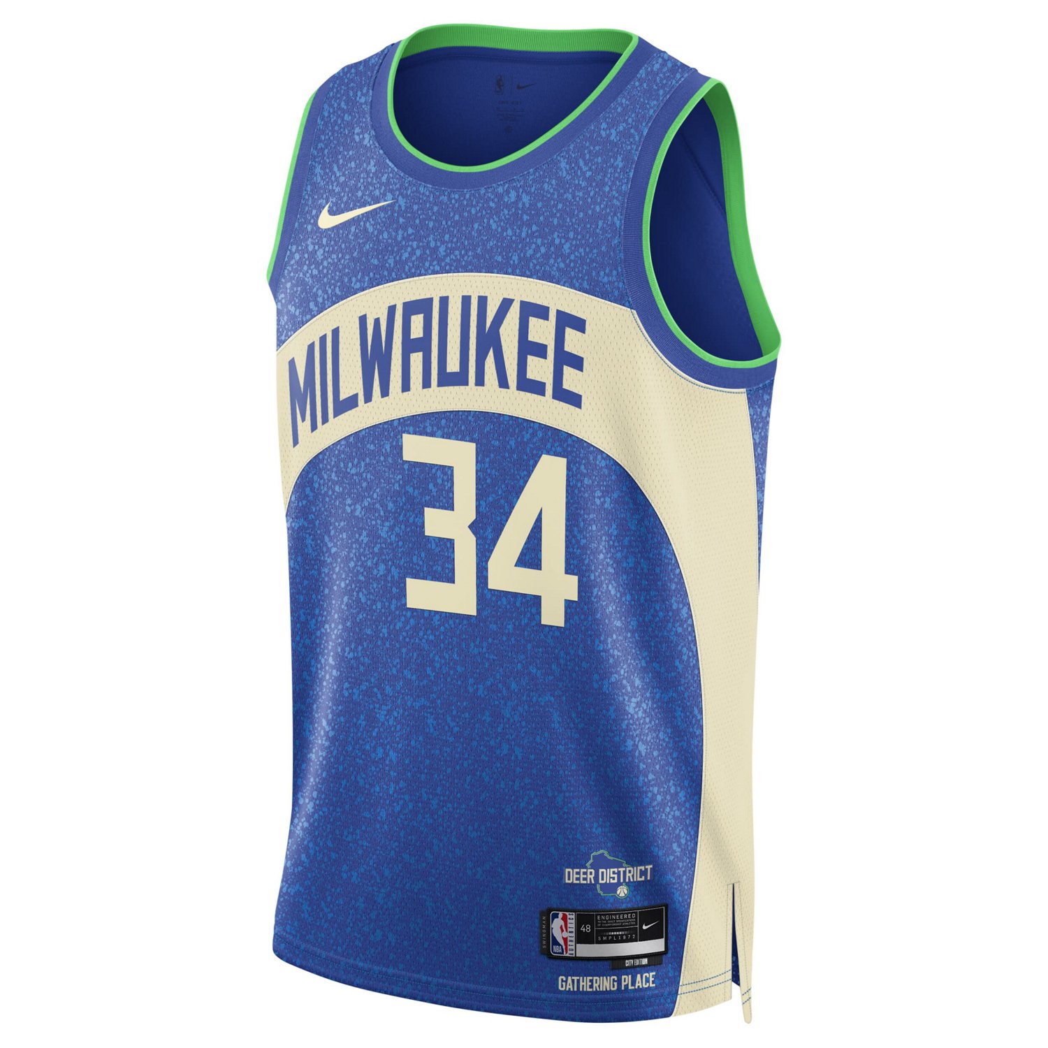 Nike Giannis Antetokounmpo Milwaukee Bucks City Edition 2023 24 Dri Fit NBA Swingman Jersey Blue