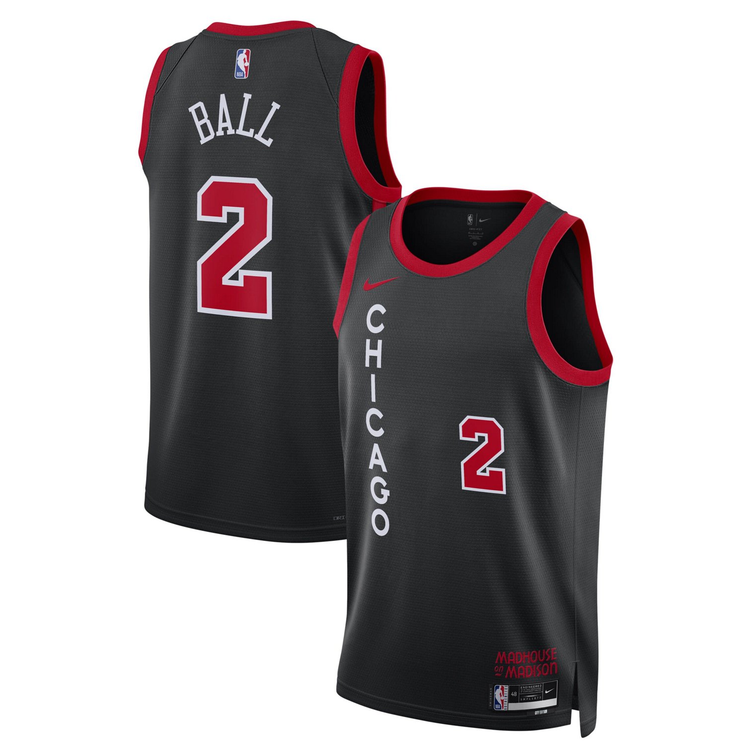 Unisex Nike Lonzo Ball Chicago Bulls 2023 24 Swingman Jersey City Edition Academy