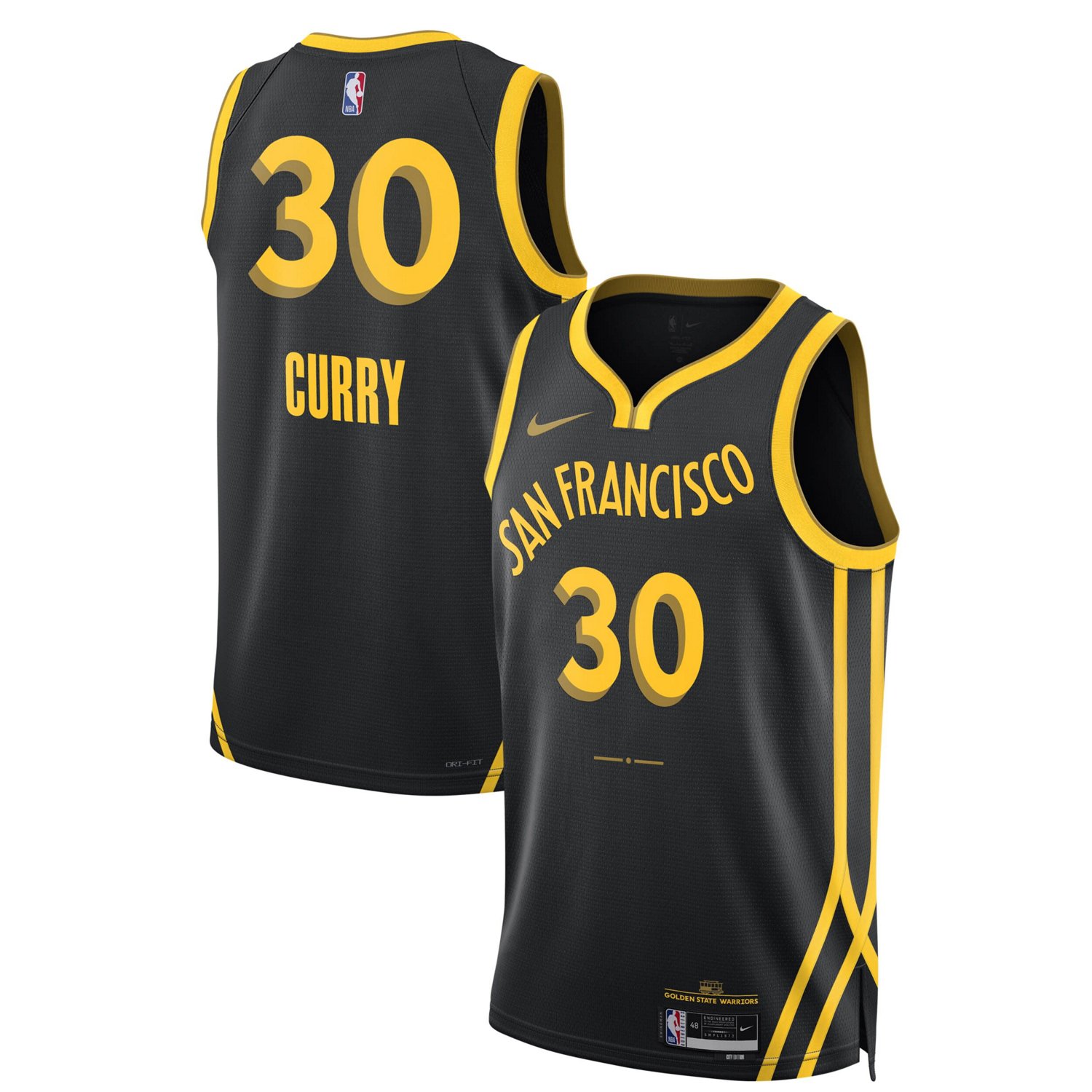 Nike NBA Swingman Jersey Golden State Warriors City Edition 2023 24 Stephen Curry 30 Men Jerseys Black in Size XL