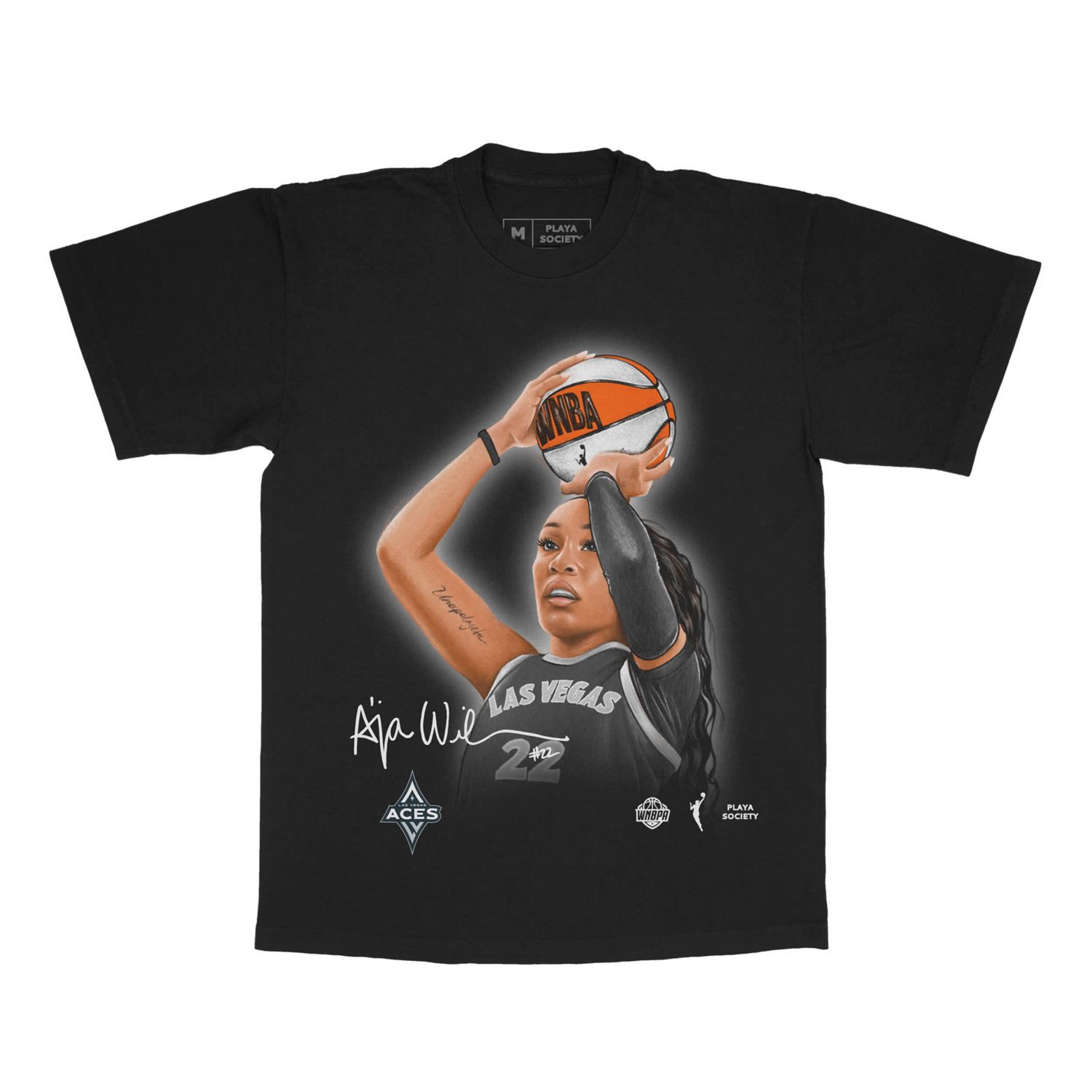Unisex Playa Society A'ja Wilson Las Vegas Aces Sketch T-Shirt - view number 1