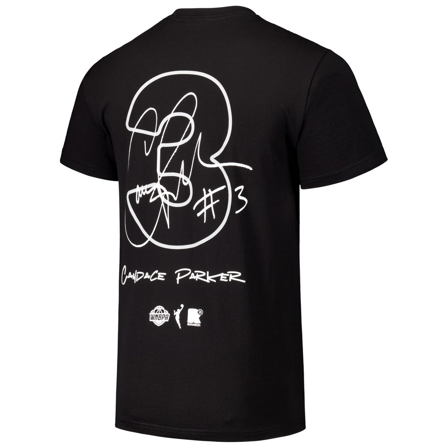 Unisex round21 Candace Parker Las Vegas Aces Player Signature Name  Number T-Shirt - view number 3