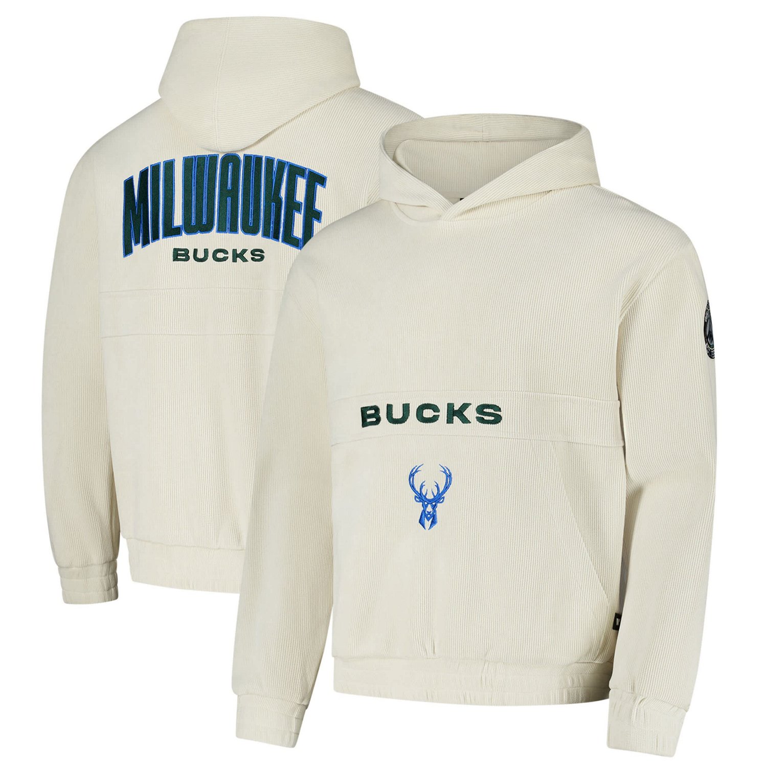Unisex The Wild Collective Milwaukee Bucks Corduroy Tri-Blend Pullover Hoodie
