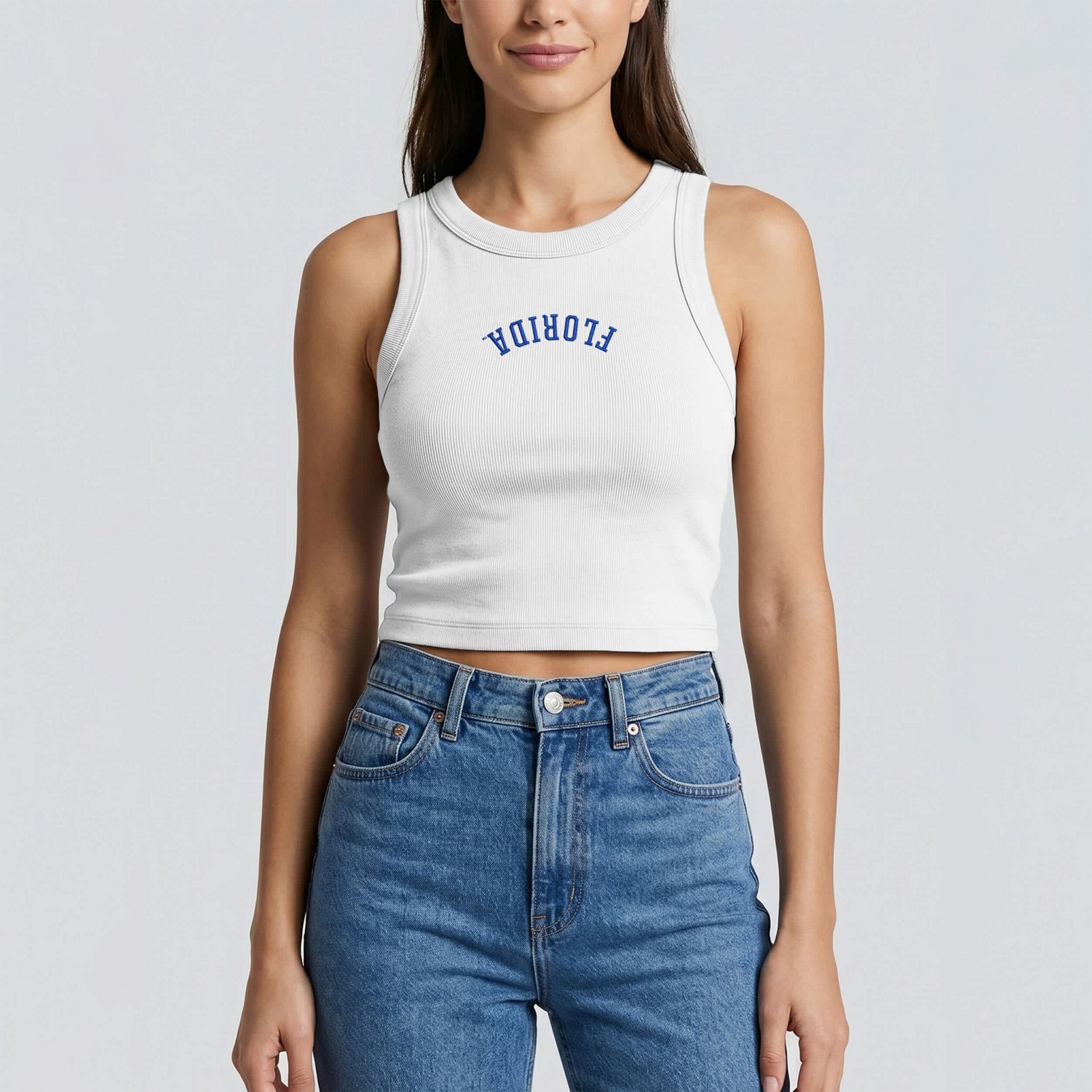 Uscape Apparel Florida Gators Upside Down Embroidery Ribbed Cropped Tank Top