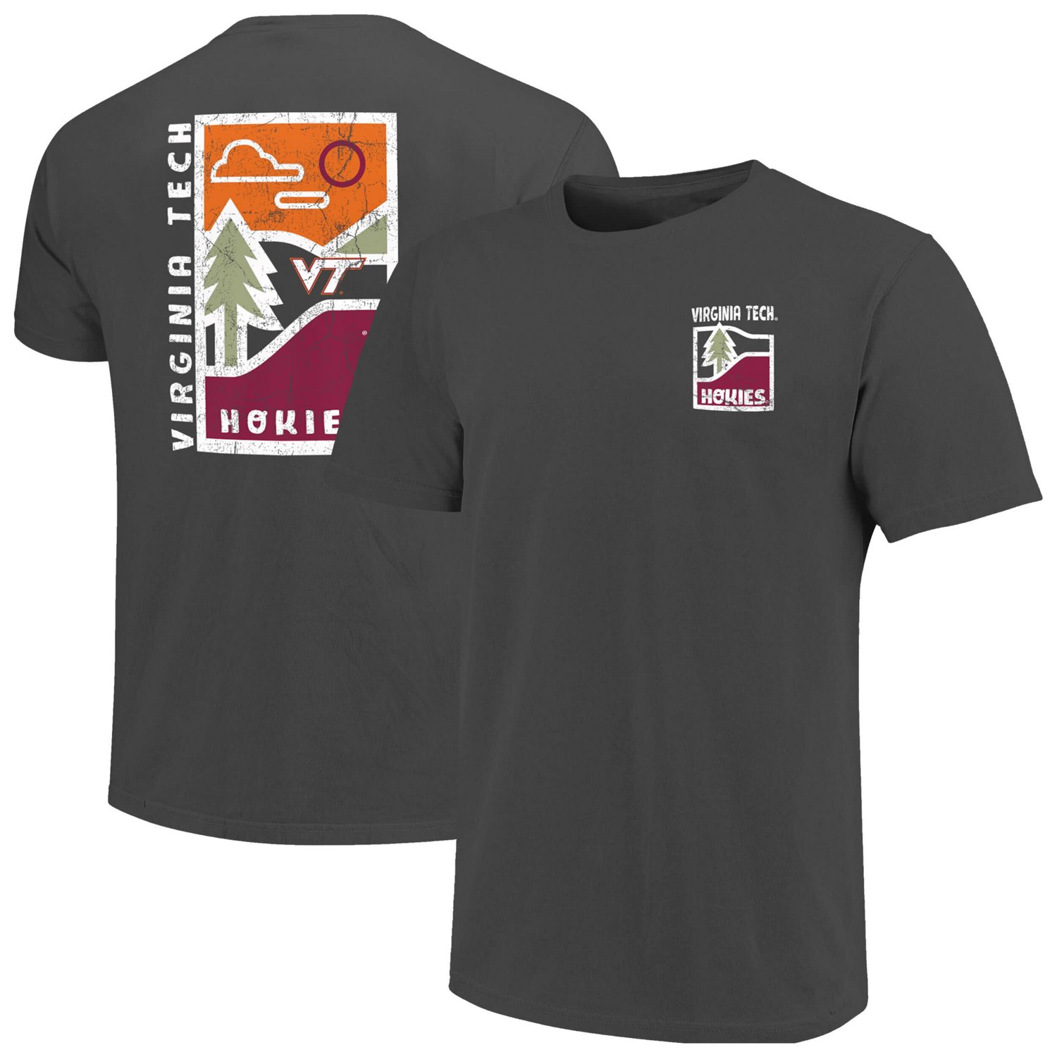 Virginia Tech Hokies Comfort Colors Minimal Vista Distressed Graphics T-Shirt