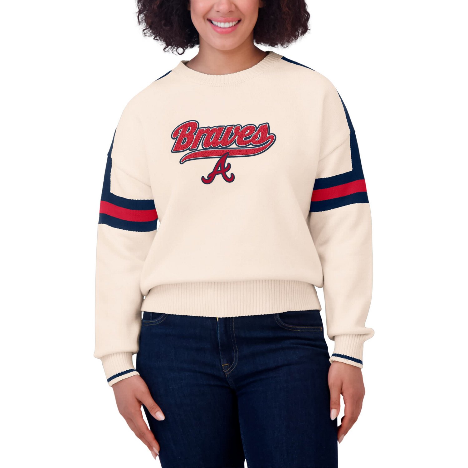WEAR by Erin Andrews Atlanta Braves Stripe Pullover Sweater - view number 4