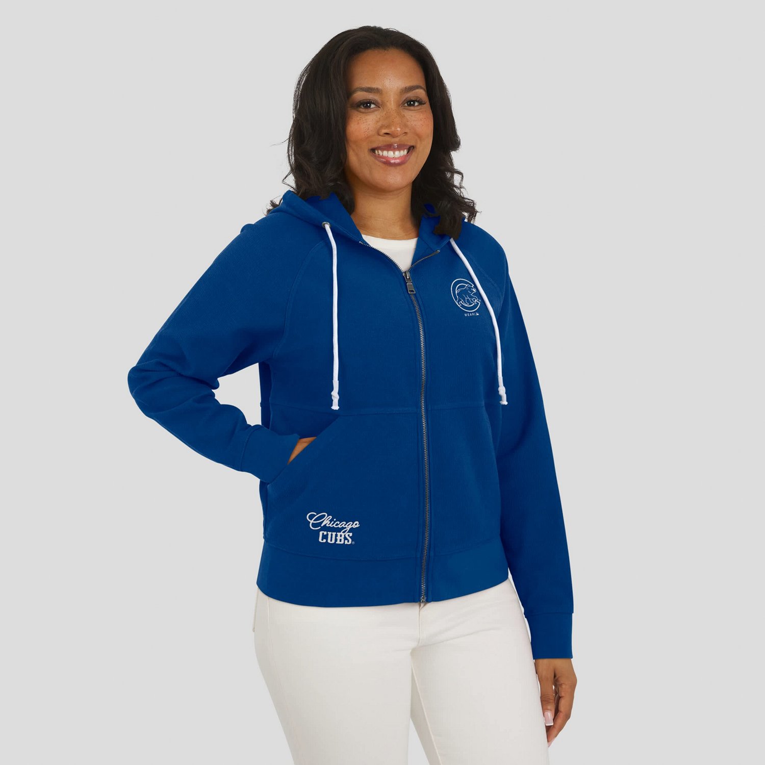 WEAR by Erin Andrews Chicago Cubs Vintage Full-Zip Raglan Hoodie - view number 4
