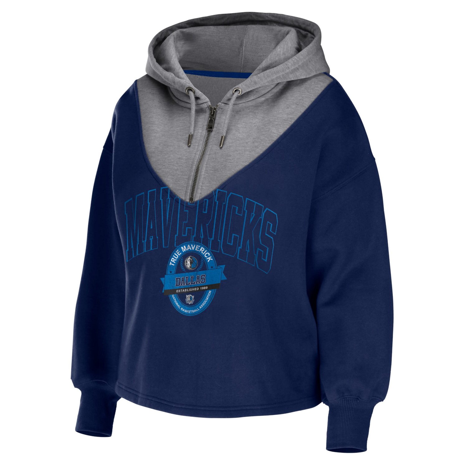 WEAR by Erin Andrews Dallas Mavericks Pieced Quarter-Zip Hoodie Jacket