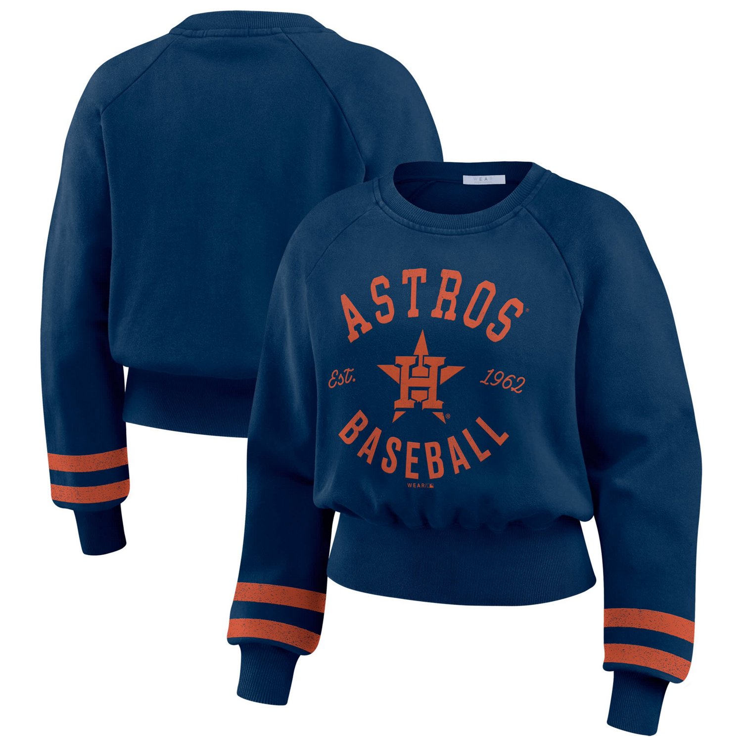 WEAR by Erin Andrews Houston Astros Vintage Washed Cropped Pullover Sweatshirt